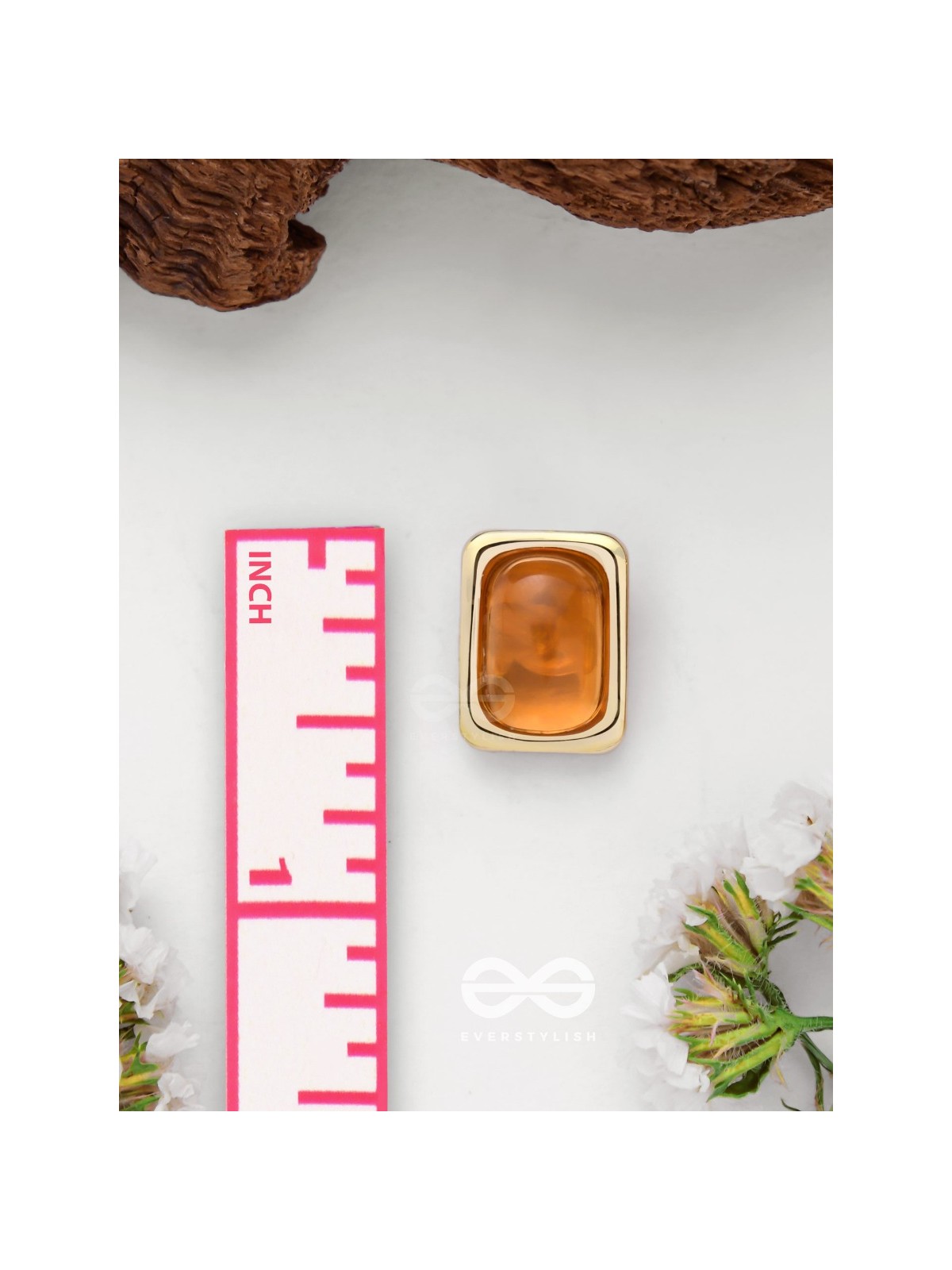 Sunlit Amber - Golden Stud Earrings 