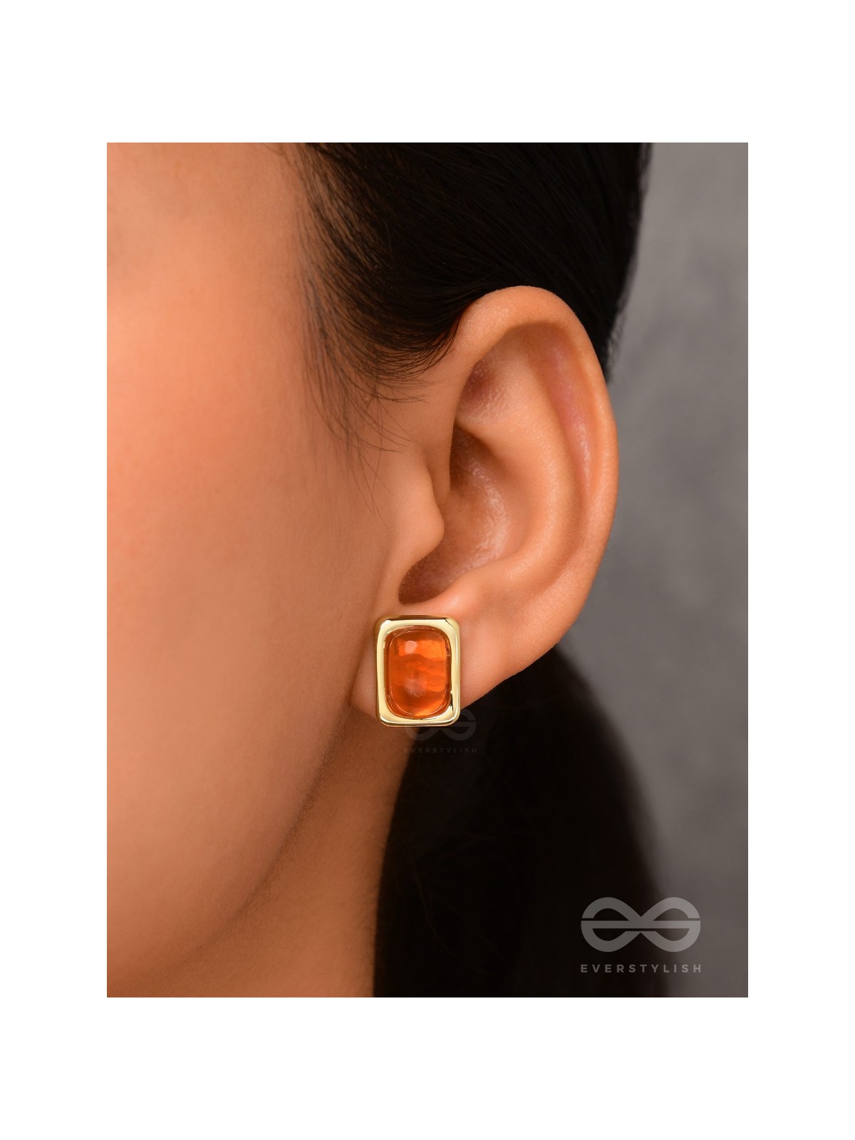Sunlit Amber - Golden Stud Earrings 