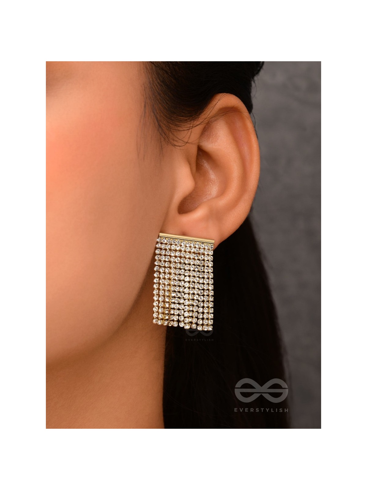 Starry Falls - Golden Embellished Earrings