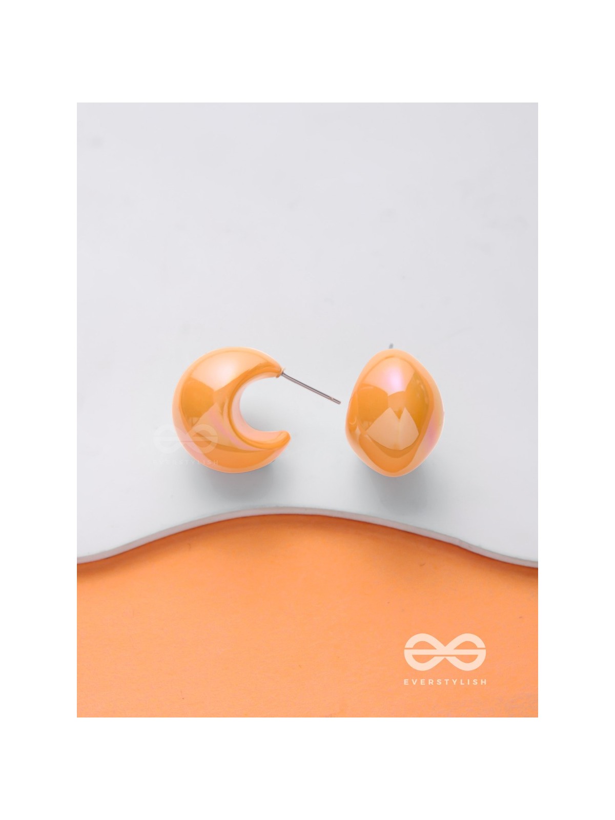 Groovy Arcs - Holographic Acrylic Earrings (Orange)