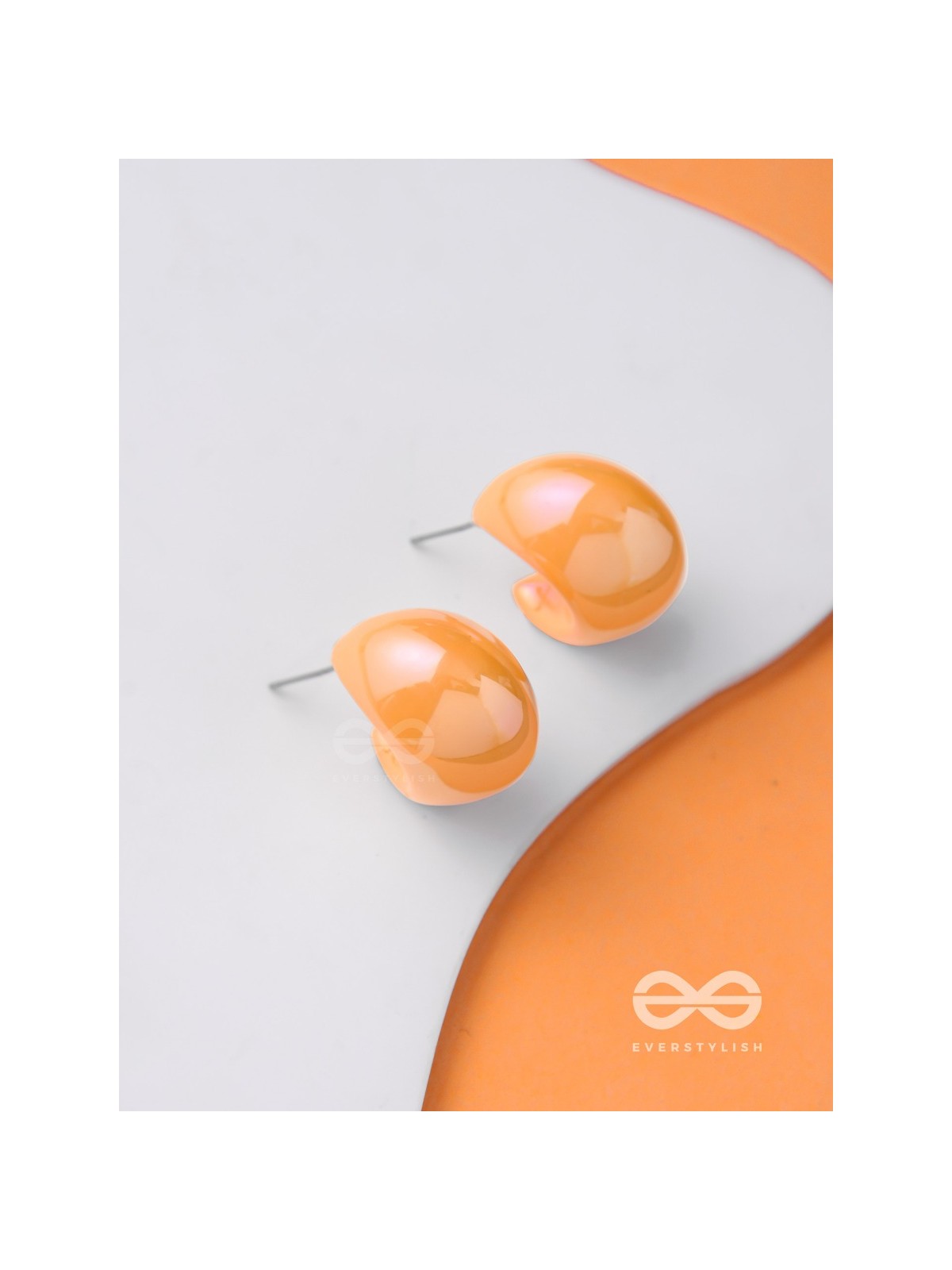 Groovy Arcs - Holographic Acrylic Earrings (Orange)