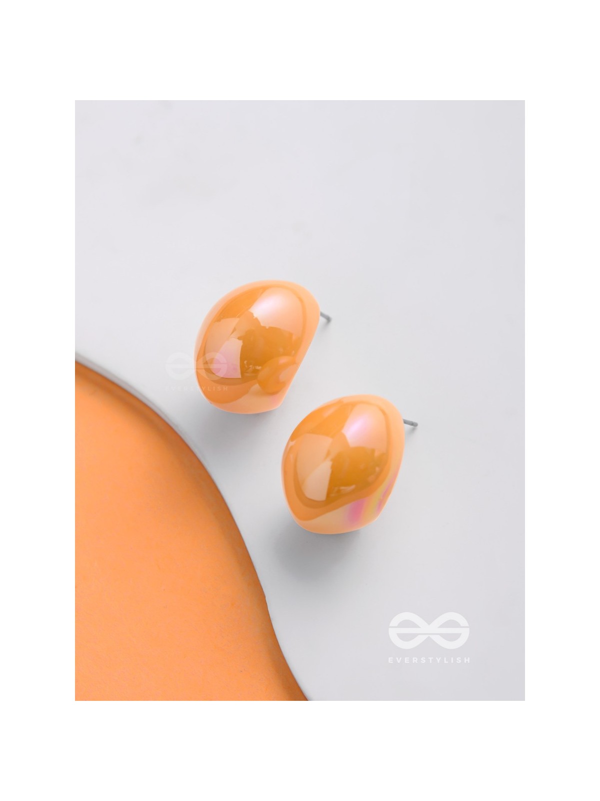 Groovy Arcs - Holographic Acrylic Earrings (Orange)