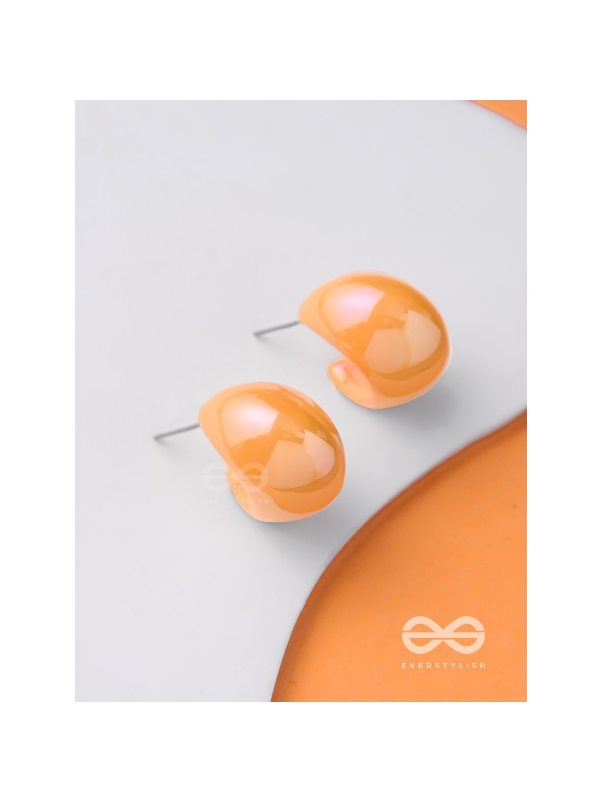Groovy Arcs - Holographic Acrylic Earrings (Orange)