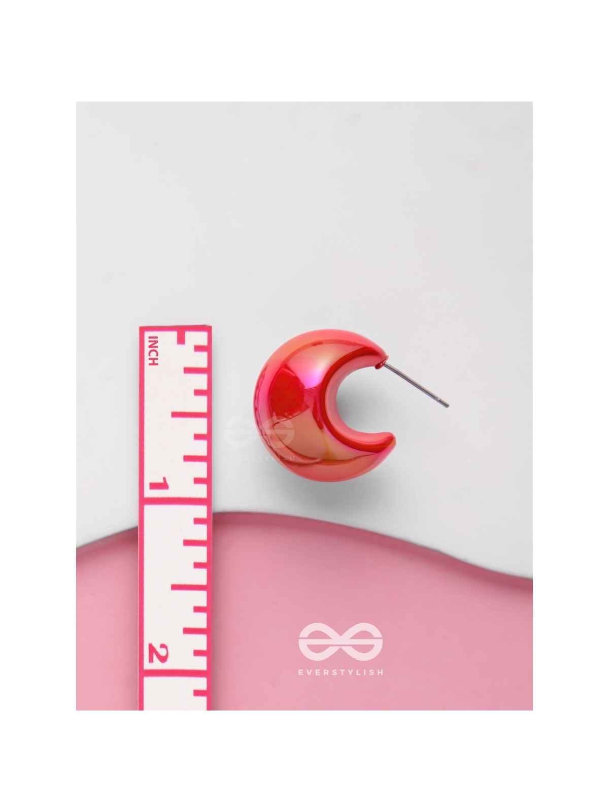 Groovy Arcs - Holographic Acrylic Earrings (Red)