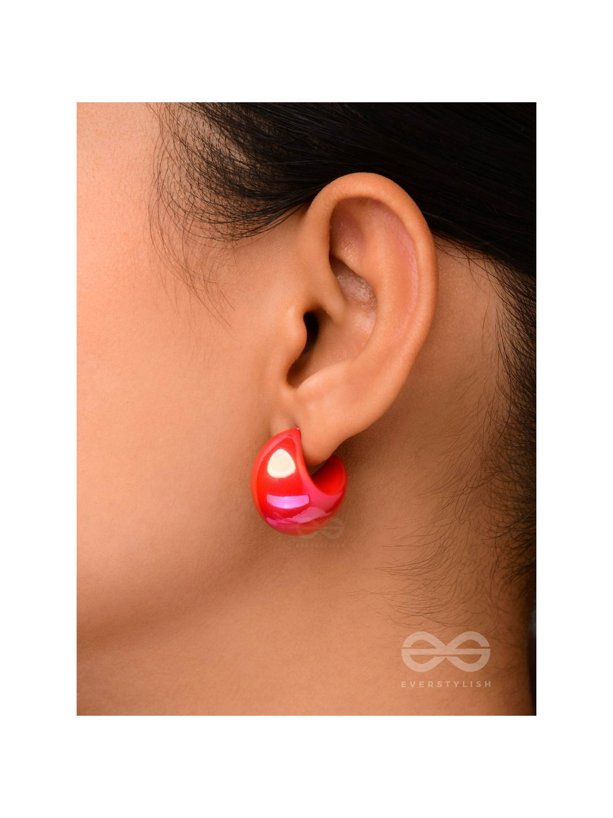 Groovy Arcs - Holographic Acrylic Earrings (Red)