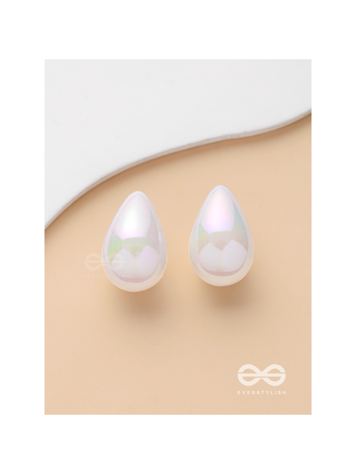 Shining Crescents - Holographic Acrylic Earrings (White)
