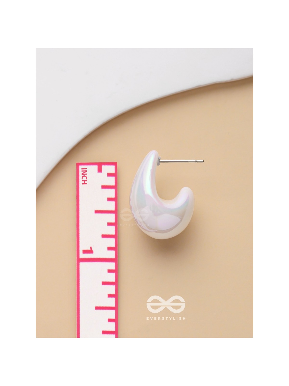 Shining Crescents - Holographic Acrylic Earrings (White)