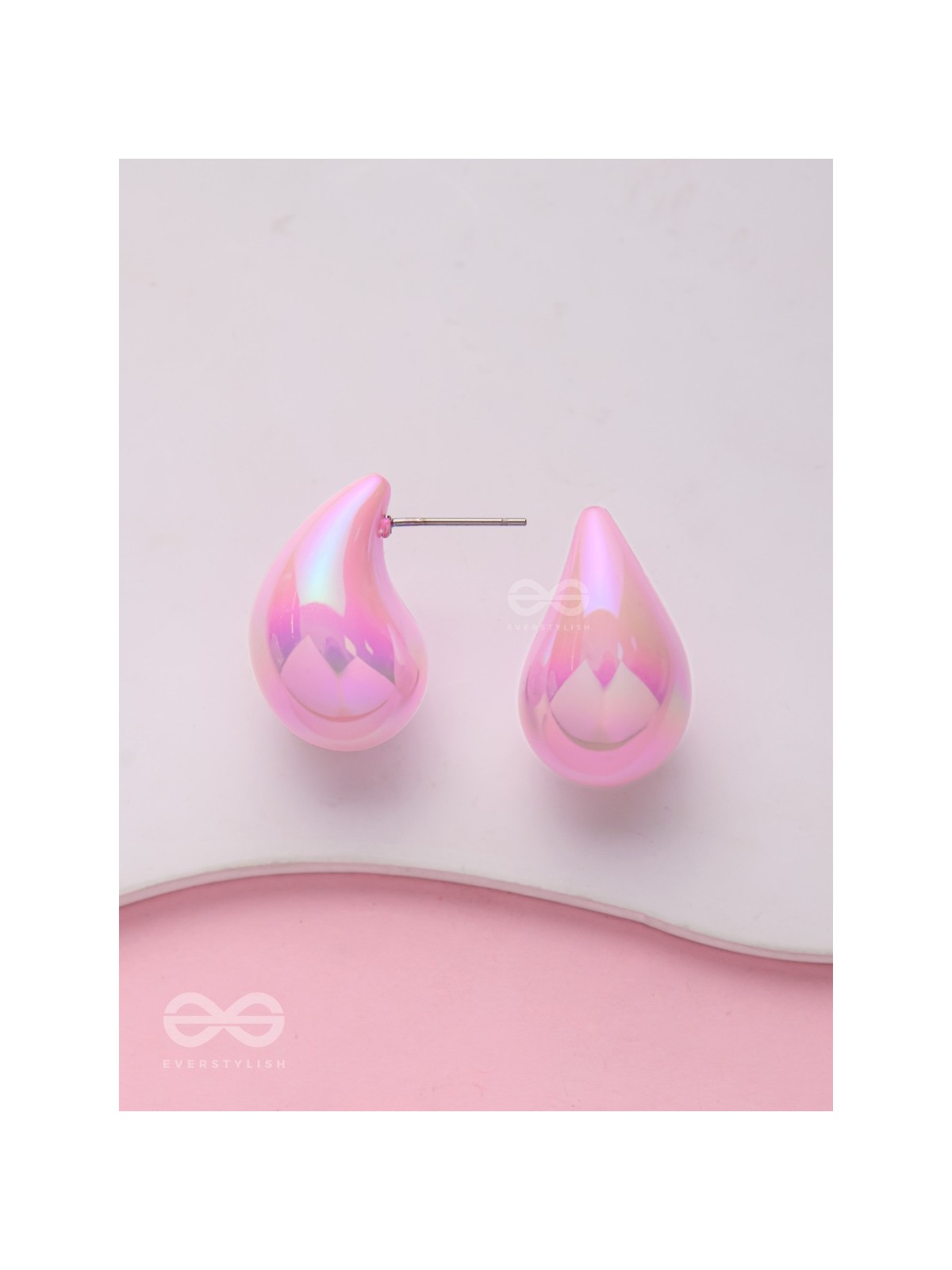 Glitter Drops - Holographic Acrylic Earrings (Pink)