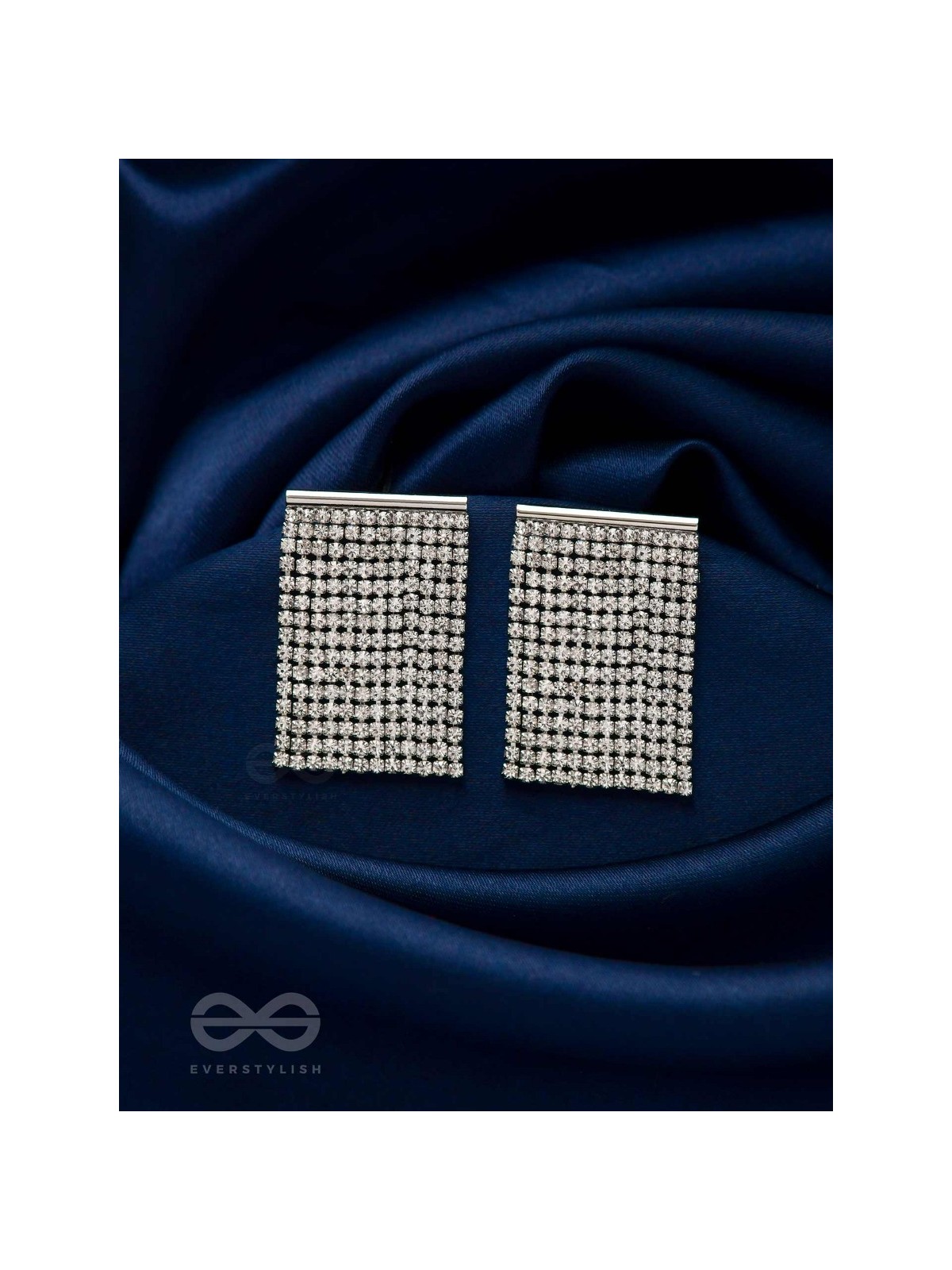 Starry Falls - Silver Embellished Earrings