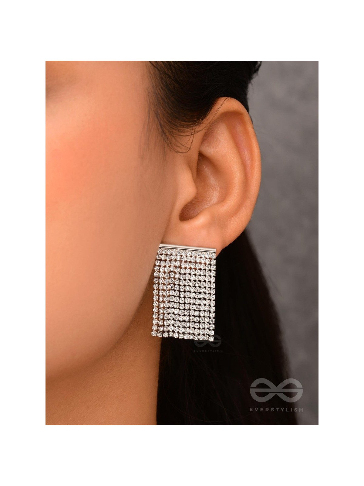 Starry Falls - Silver Embellished Earrings
