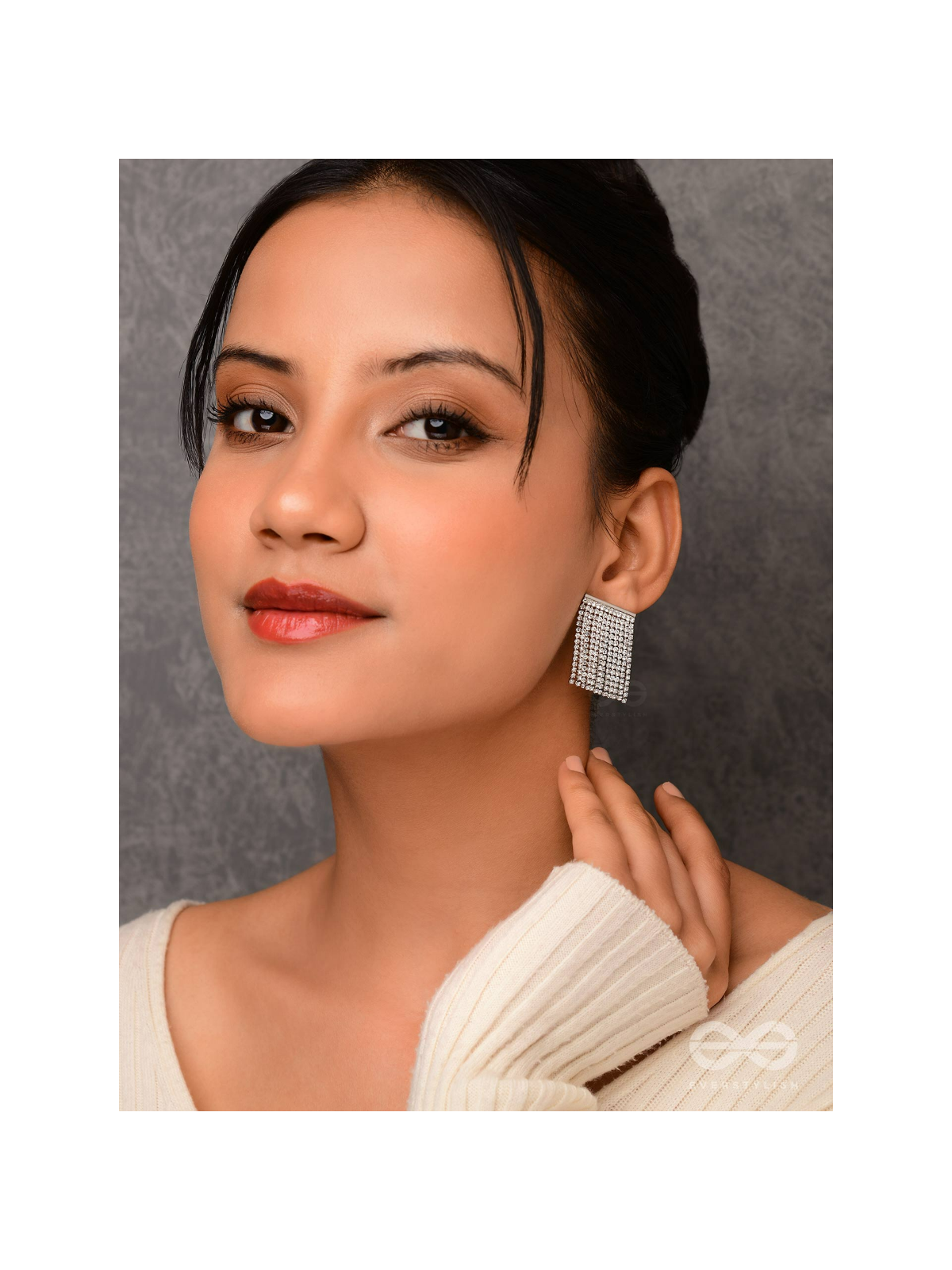 Starry Falls - Silver Embellished Earrings