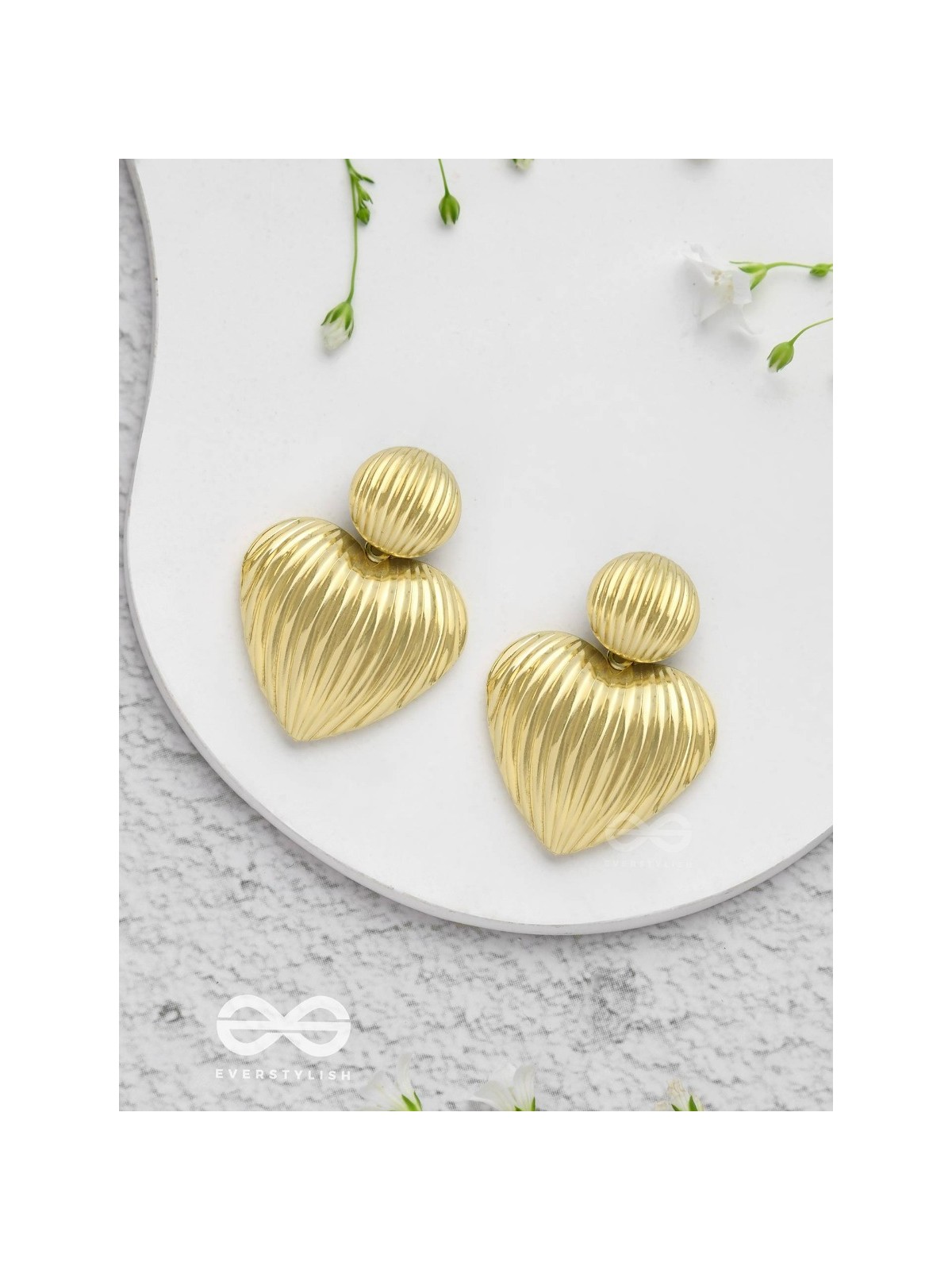 Young Love - Textured Golden Earrings