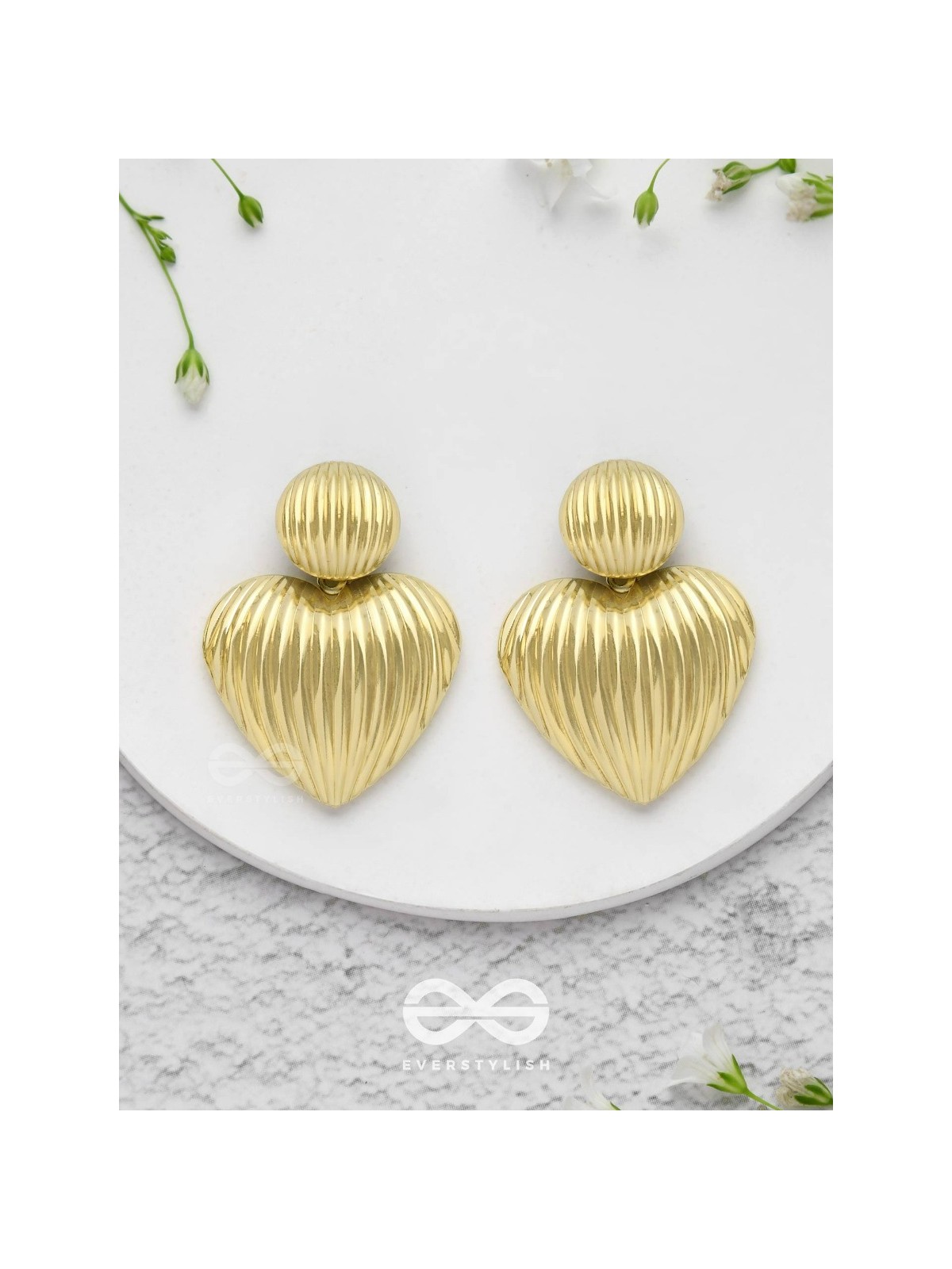 Young Love - Textured Golden Earrings