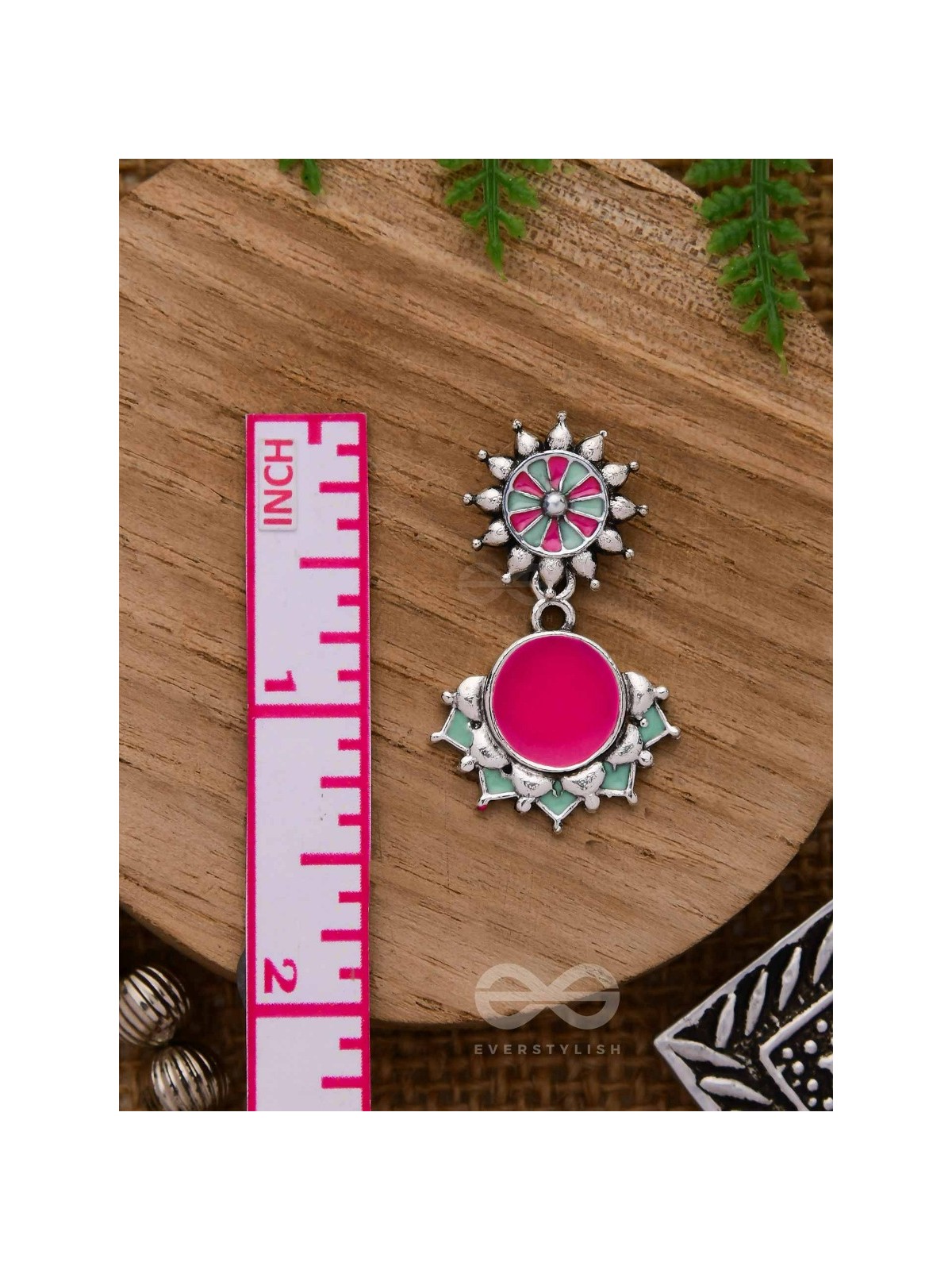 The Rosy Reefs - Statement  Enamelled Oxidised Ear Jackets