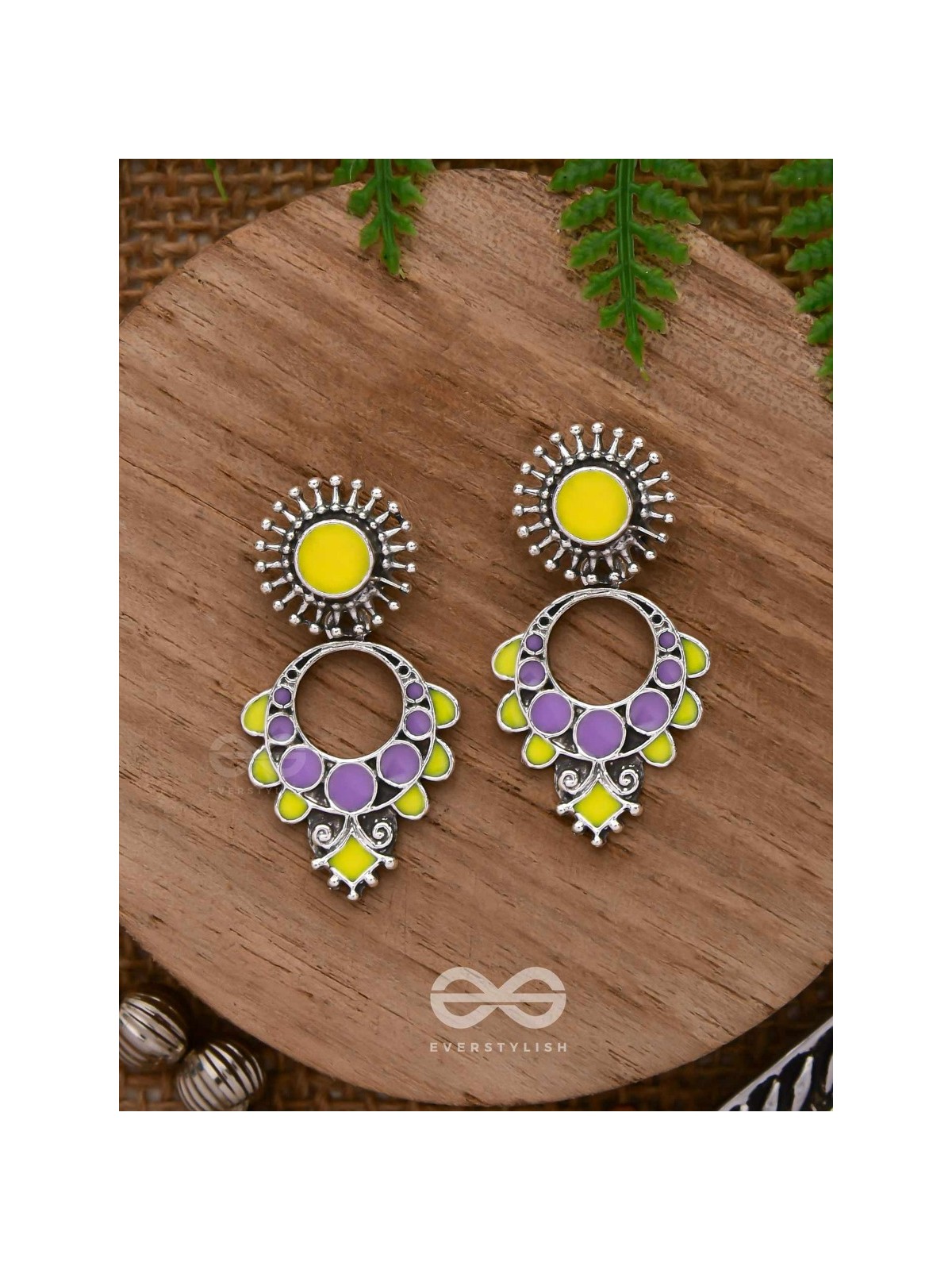 The Twilight Bloom - Statement Enamelled Oxidised Ear Jackets