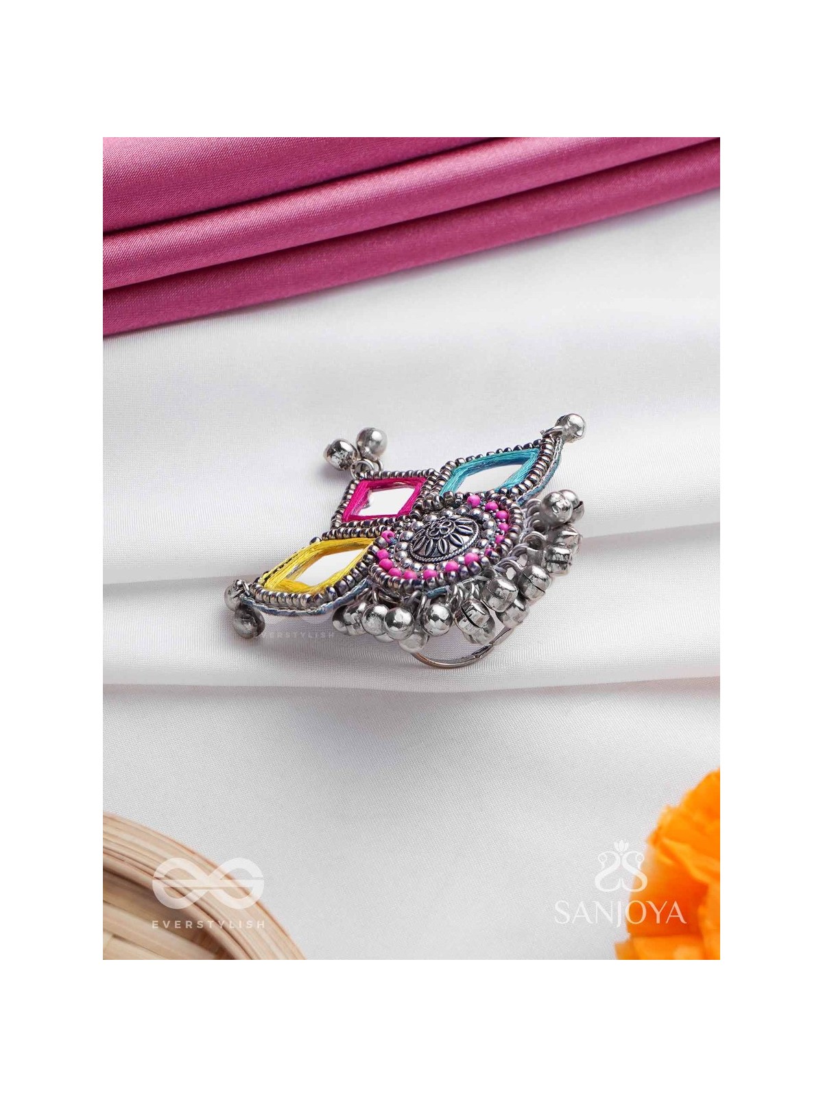   ABHICHARITA- THE TINY CHARMS- MIRROR, RESHAM AND BEADS HAND EMBROIDERED RING