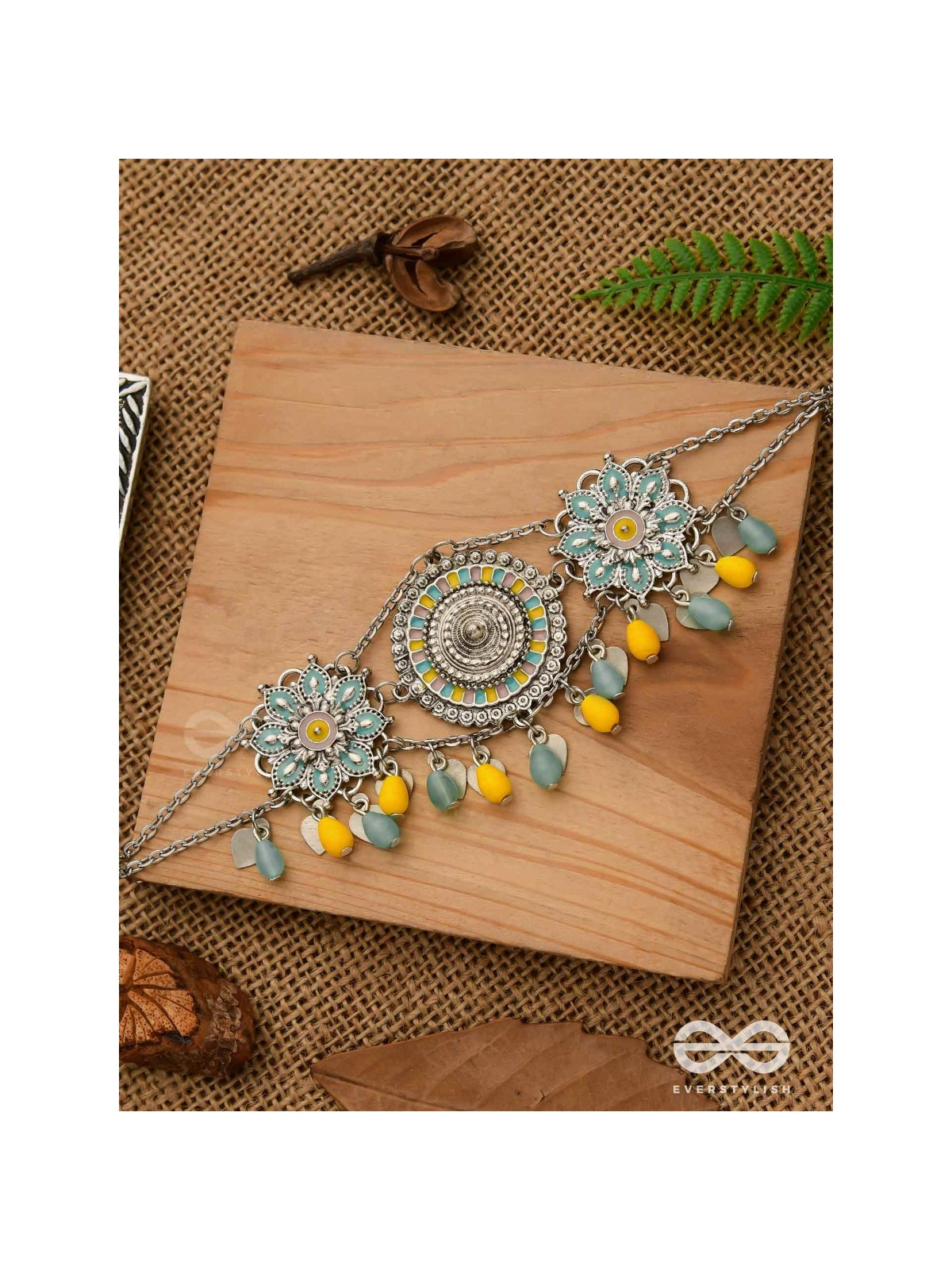 The Playful Skies - Enamelled Oxidised Choker Neckpiece