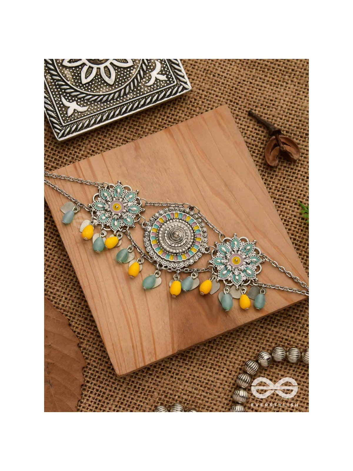 The Playful Skies - Enamelled Oxidised Choker Neckpiece