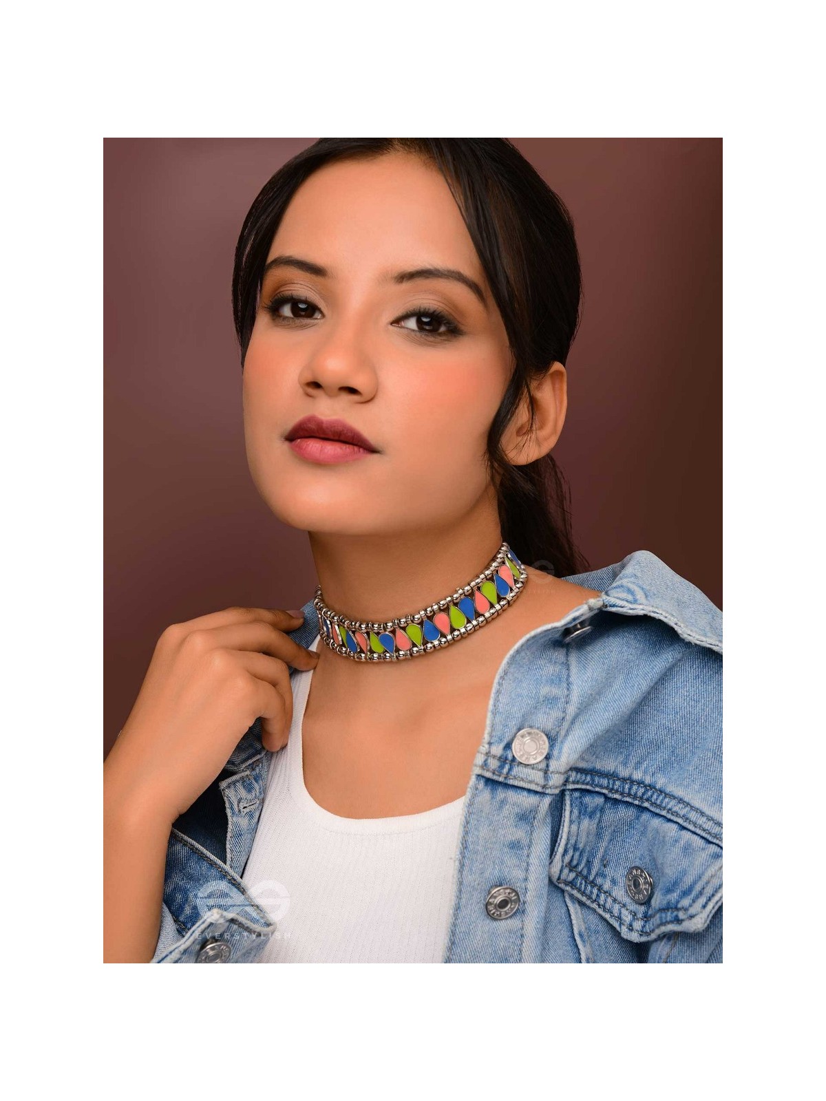  The Vivid Drops - Enamelled Oxidised Choker Neckpiece (Multicolour)