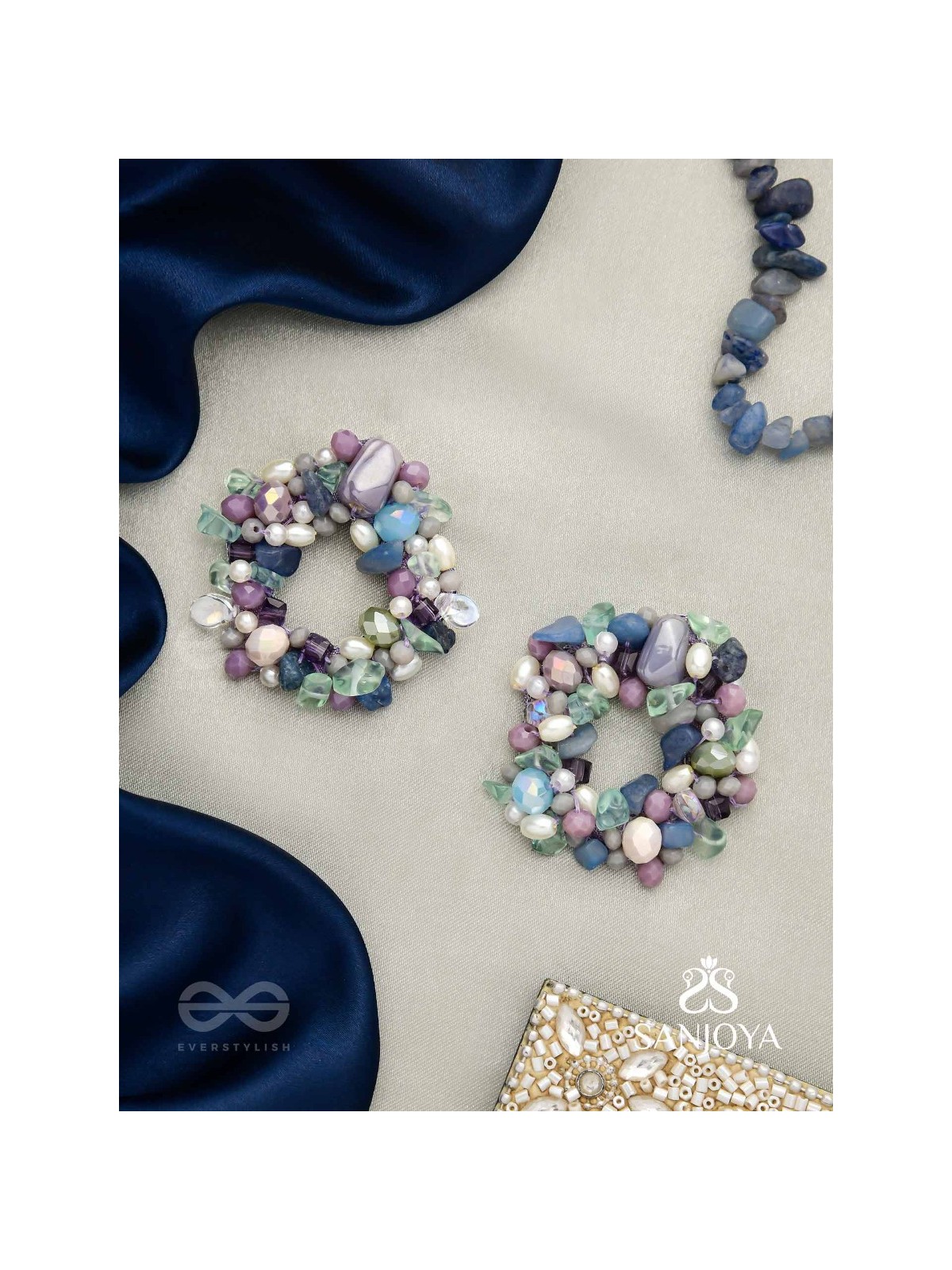 Vilohita - The Lilac Luxury- Beads Hand Embroidered Earrings