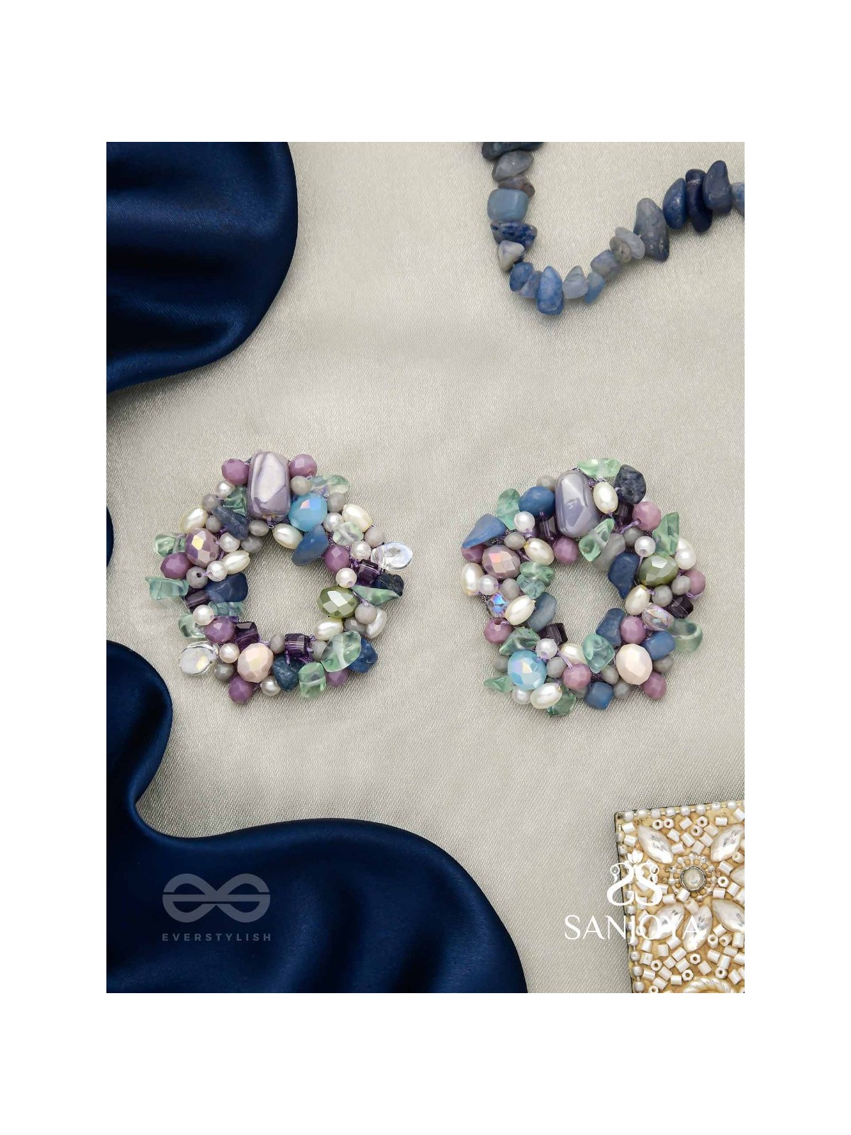 Vilohita - The Lilac Luxury- Beads Hand Embroidered Earrings
