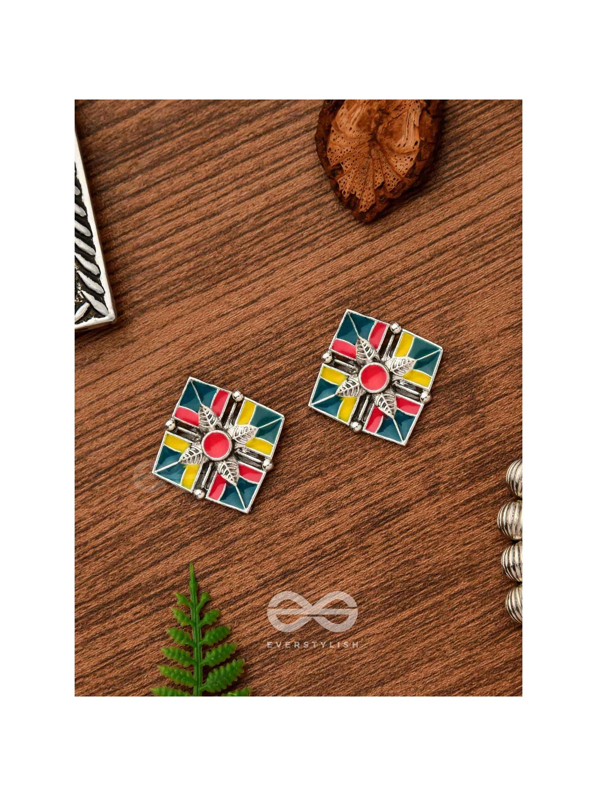 The Homestead Hues- Enamelled Oxidised Earrings