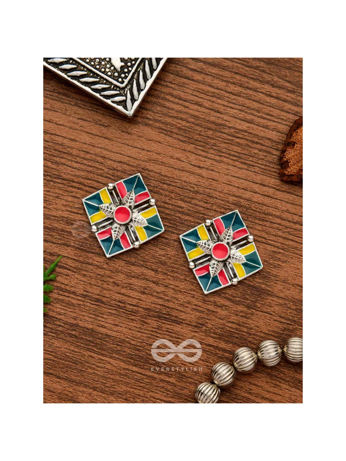The Homestead Hues- Enamelled Oxidised Earrings