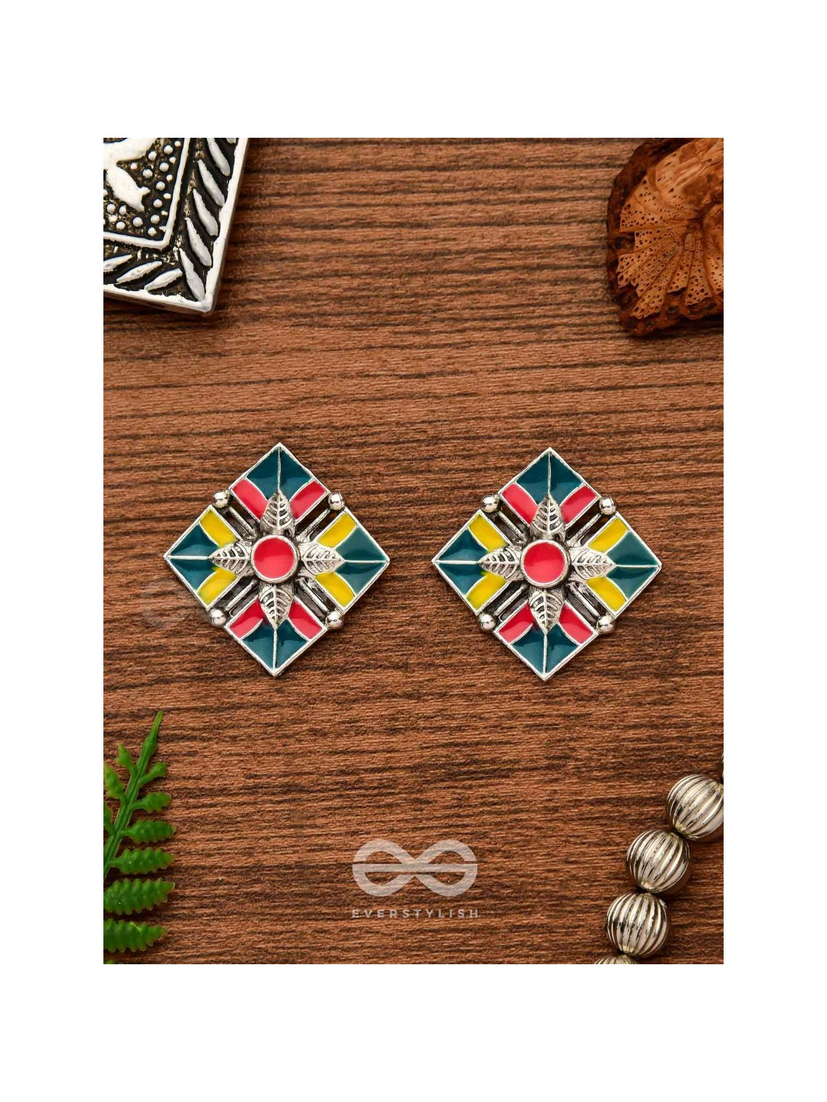 The Homestead Hues- Enamelled Oxidised Earrings