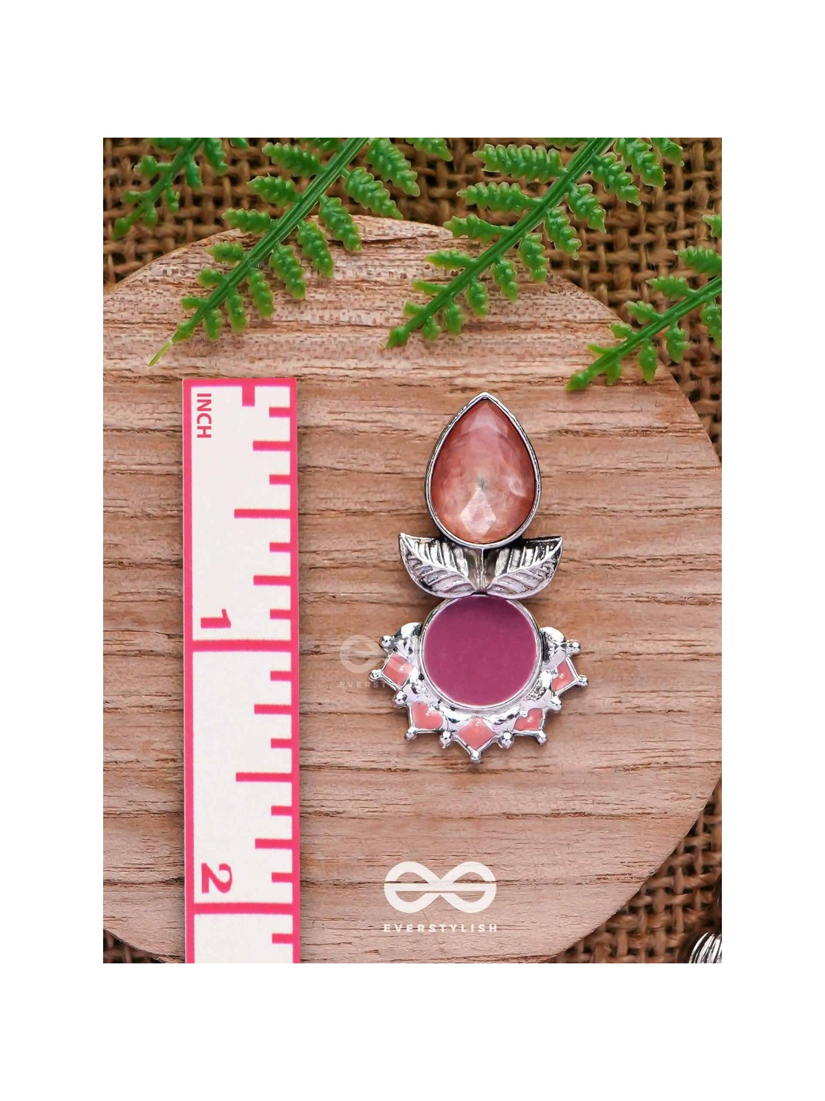 The Leafy Glow- Stone Enamelled Oxidised Ear Jackets