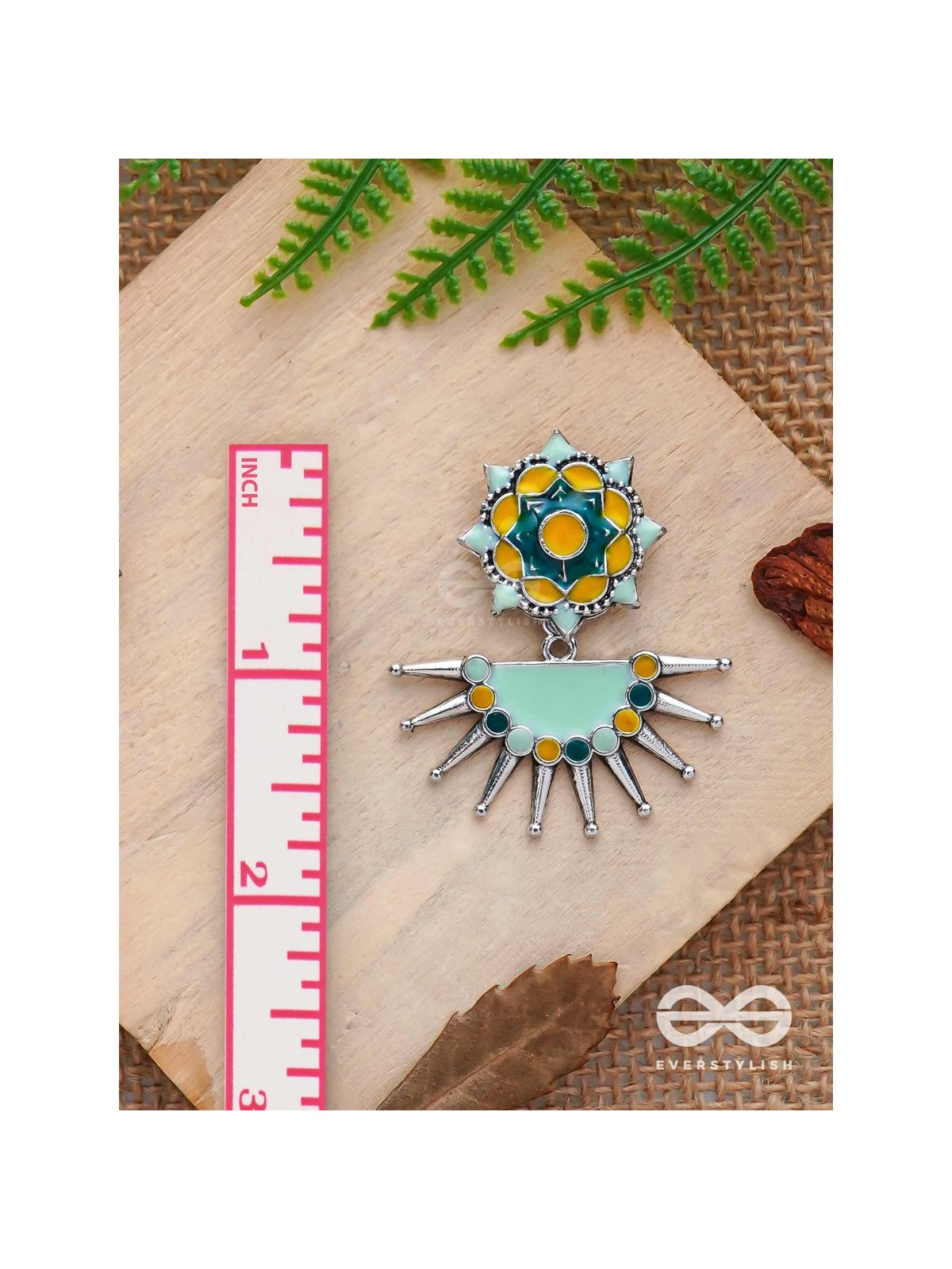 The Begonia Field- Enamelled Oxidised Ear Jackets