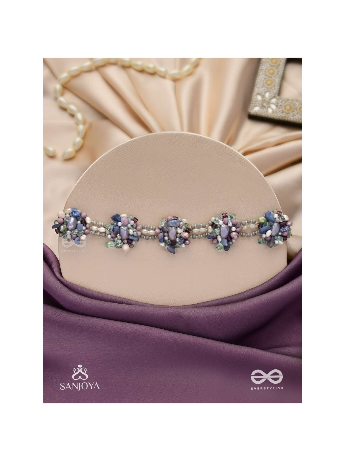 Devasesa- Remnants Of The Sea- Beads And Stones Hand Embroidered Necklace