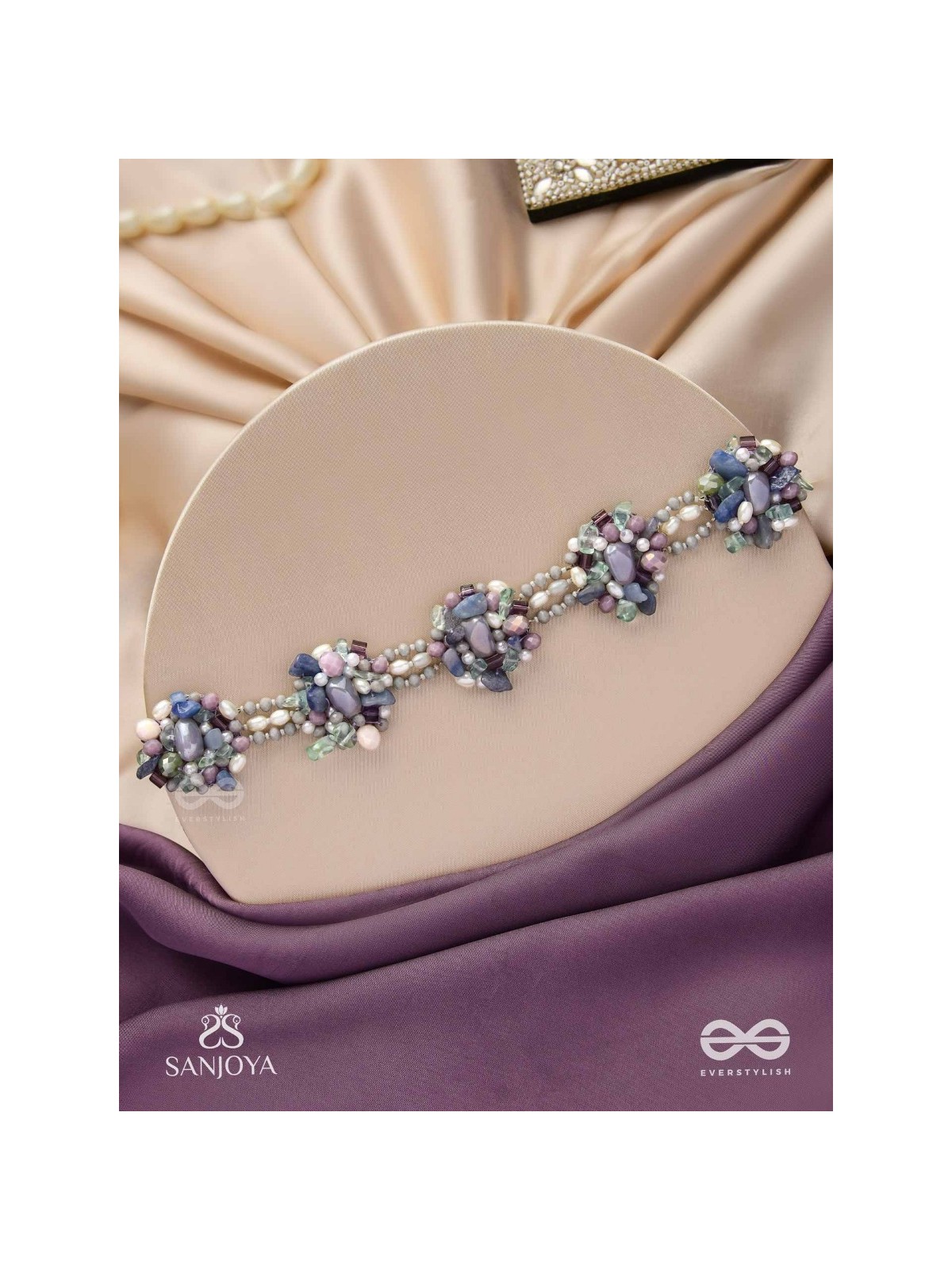 Devasesa- Remnants Of The Sea- Beads And Stones Hand Embroidered Necklace