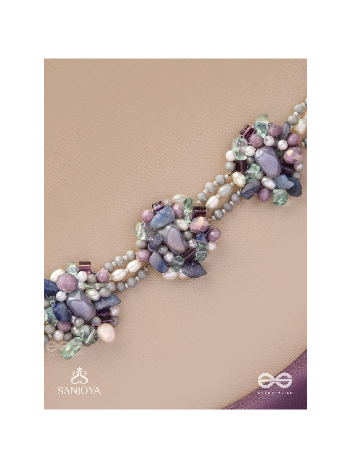 Devasesa- Remnants Of The Sea- Beads And Stones Hand Embroidered Necklace