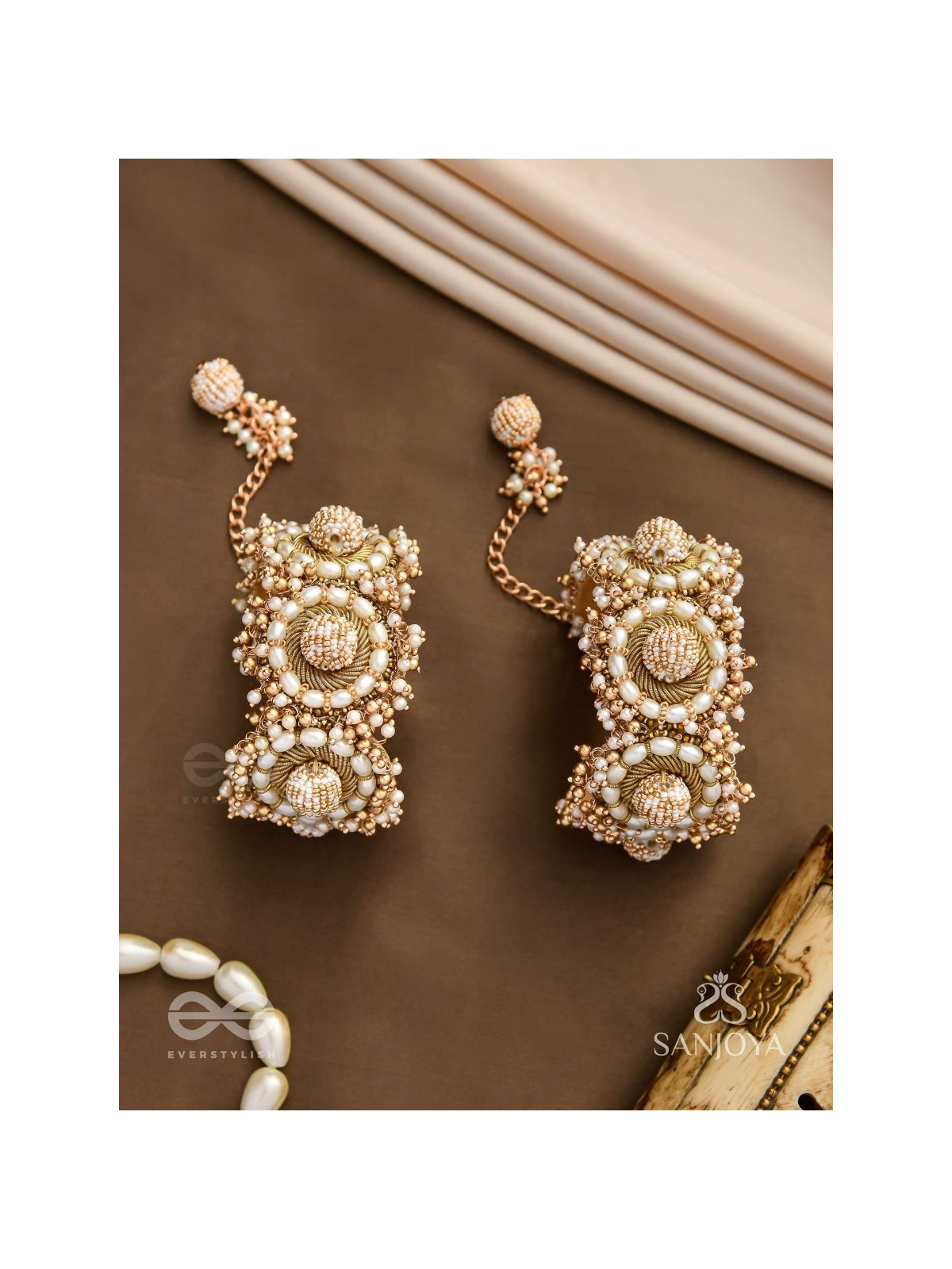 Shlaghya - The Glorious Creations - Beaded Hand Embroidered Cuff Bracelets (Set Of 2)