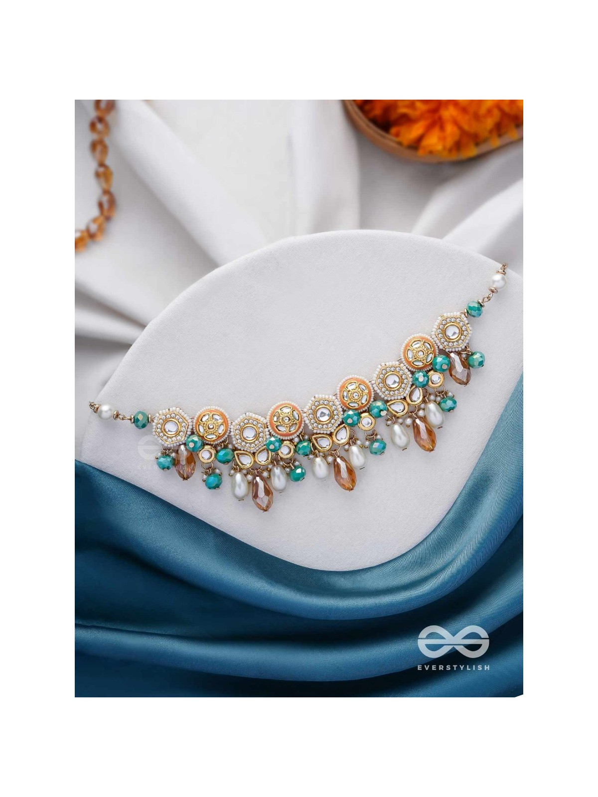 Vesht - The Dreamy Skies - Beads, Polki And Kundan Finished Hand Embroidered Neckpiece