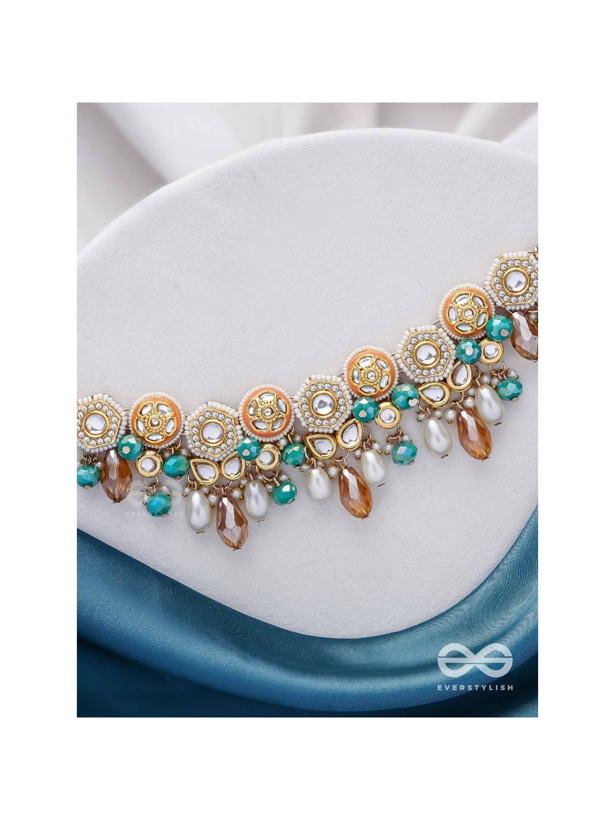 Vesht - The Dreamy Skies - Beads, Polki And Kundan Finished Hand Embroidered Neckpiece