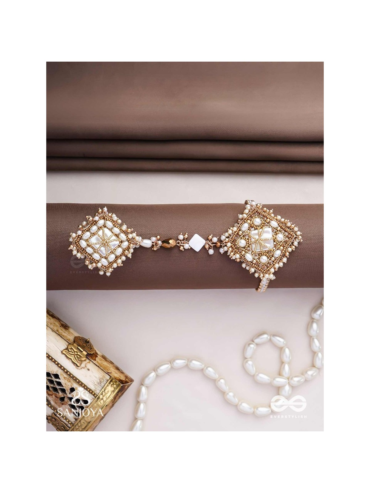 Abhyupayan - Gift From The Heavens - Beads, Pearls Glass Drops Hand Embroidered Haathphool