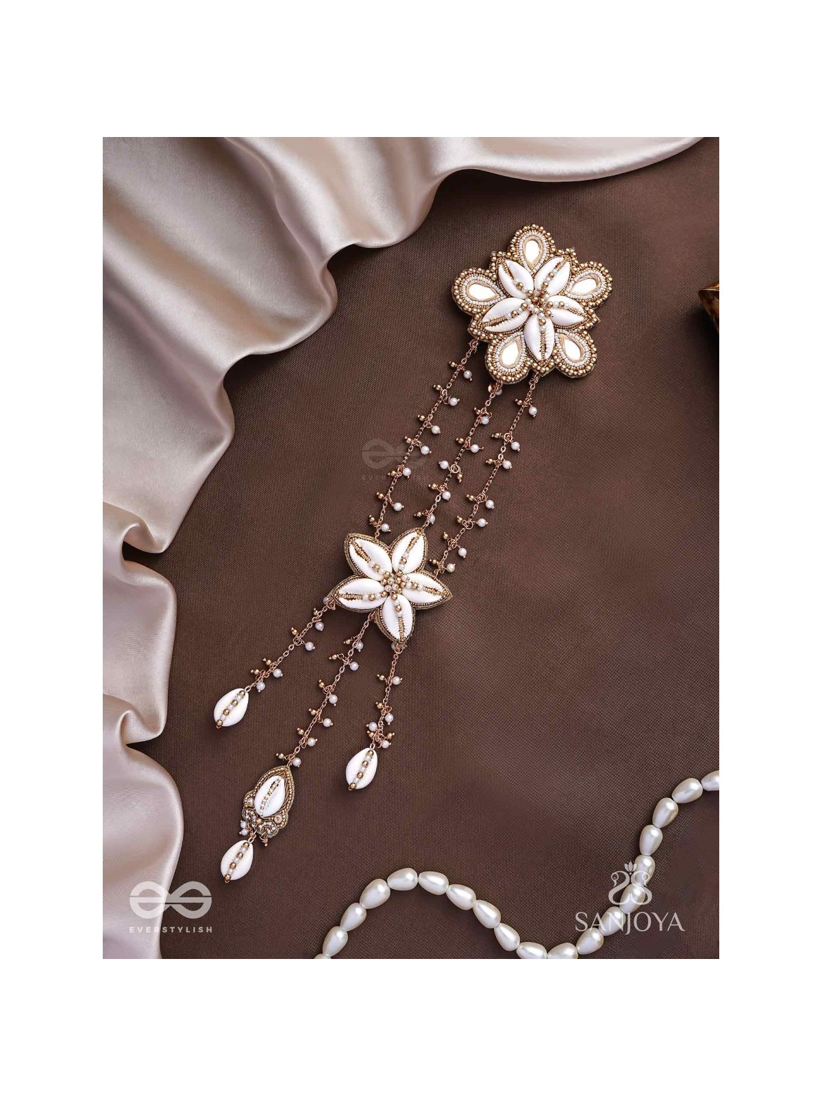 Maayin - The Magical Inflorescence - Shells, Mirrors And Beads Hand Embroidered Hair Accessory