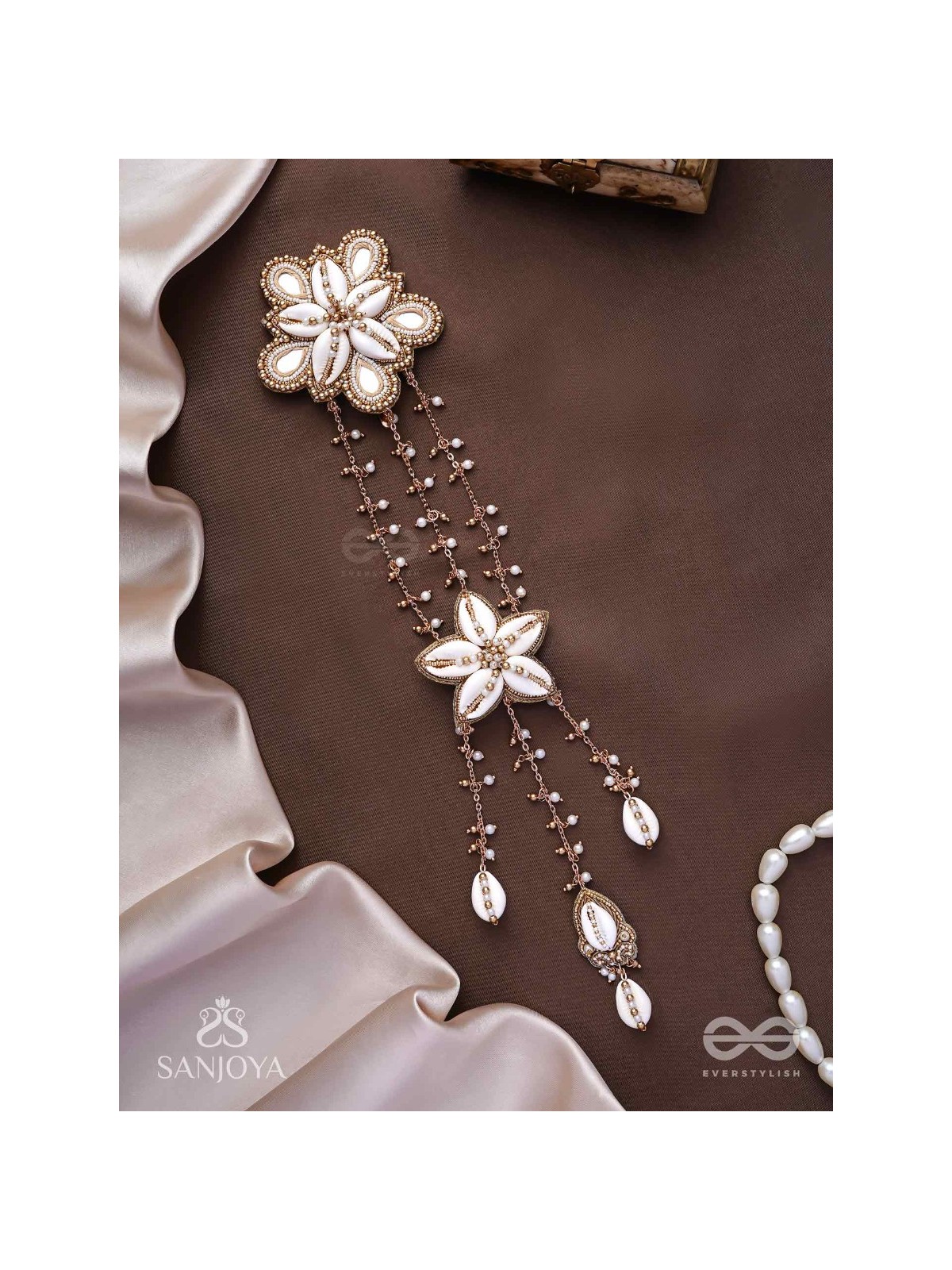 Maayin - The Magical Inflorescence - Shells, Mirrors And Beads Hand Embroidered Hair Accessory