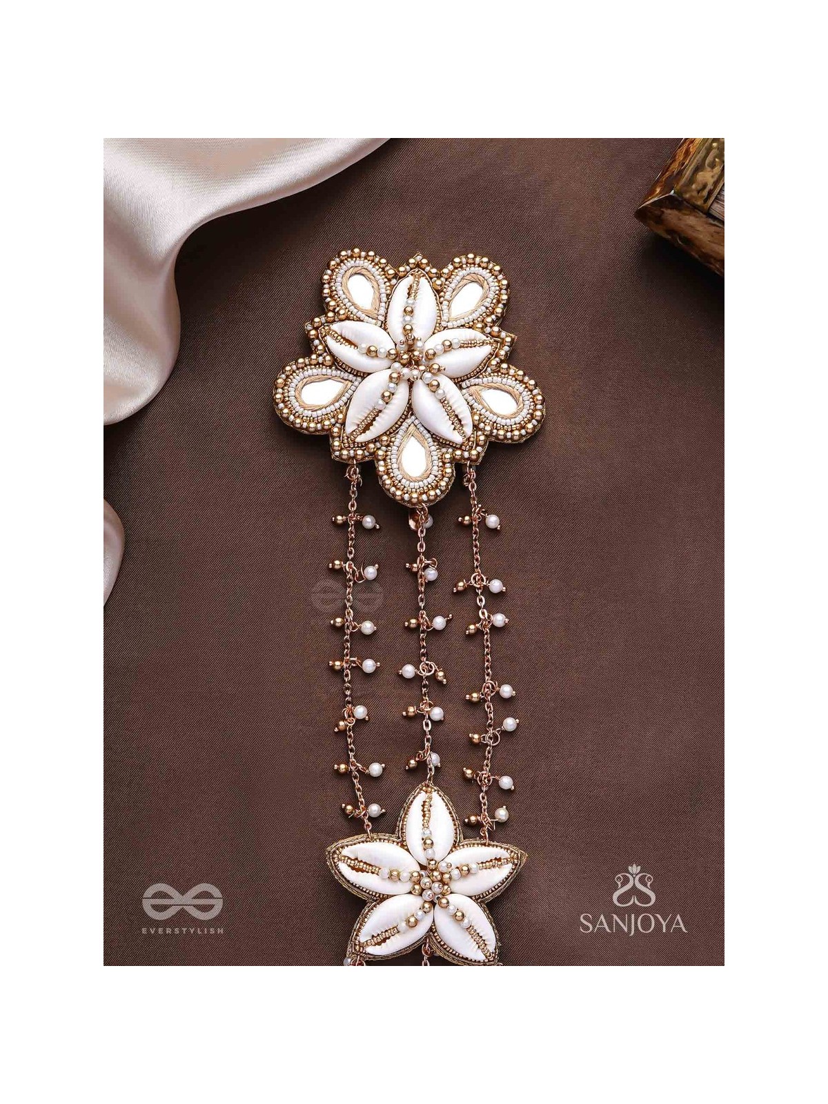 Maayin - The Magical Inflorescence - Shells, Mirrors And Beads Hand Embroidered Hair Accessory