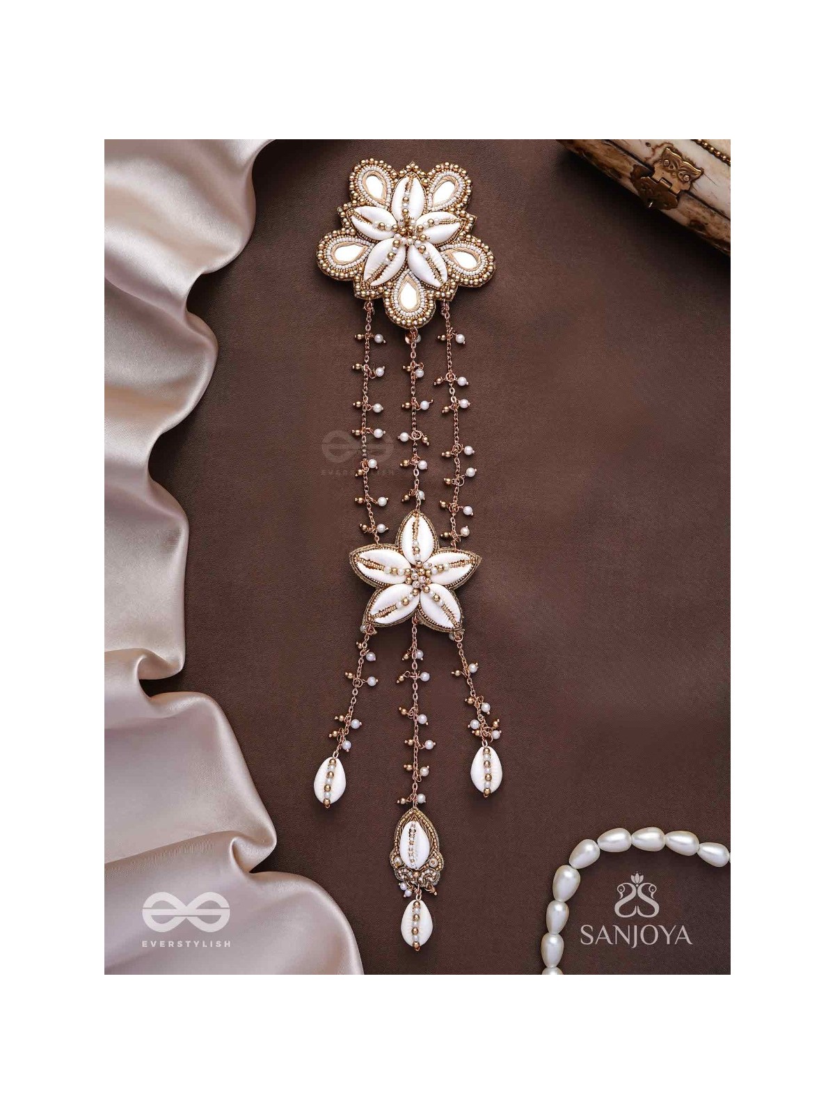 Maayin - The Magical Inflorescence - Shells, Mirrors And Beads Hand Embroidered Hair Accessory