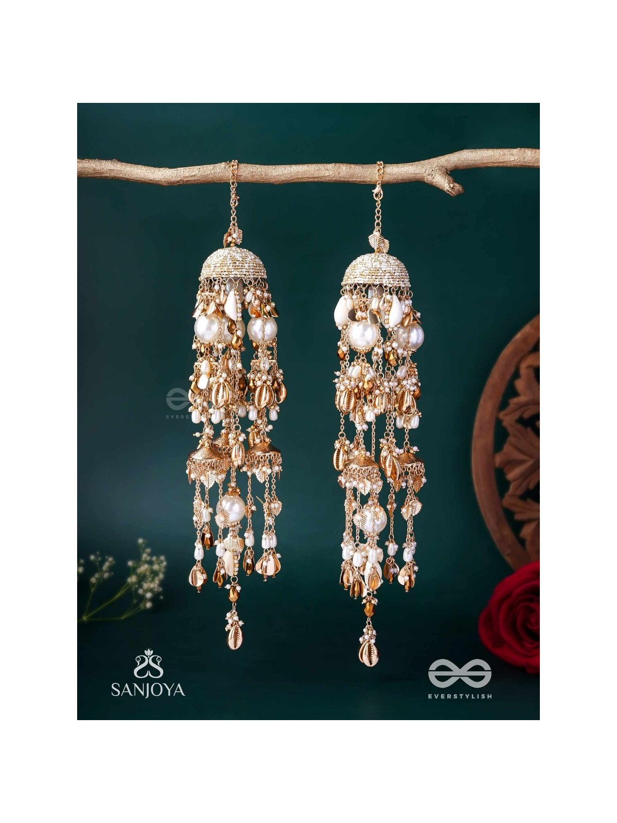 Kvanit - The Auspicious Chimes - Beads, Shells, Pearls And Glass Drops Hand Embroidered Kaleere Without Bangles