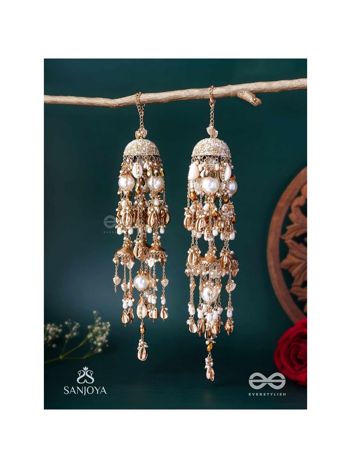 Kvanit - The Auspicious Chimes - Beads, Shells, Pearls And Glass Drops Hand Embroidered Kaleere Without Bangles