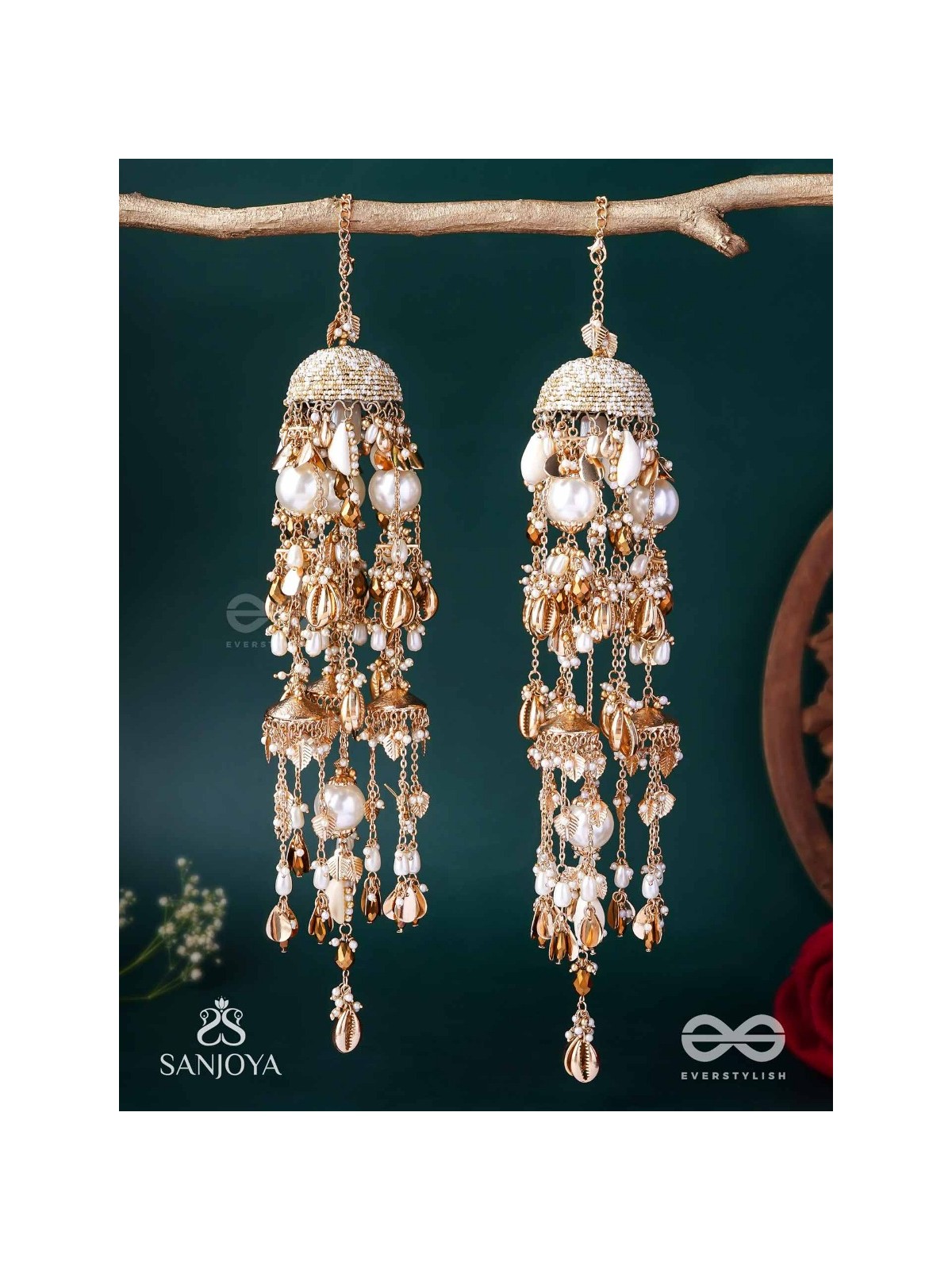 Kvanit - The Auspicious Chimes - Beads, Shells, Pearls And Glass Drops Hand Embroidered Kaleere Without Bangles