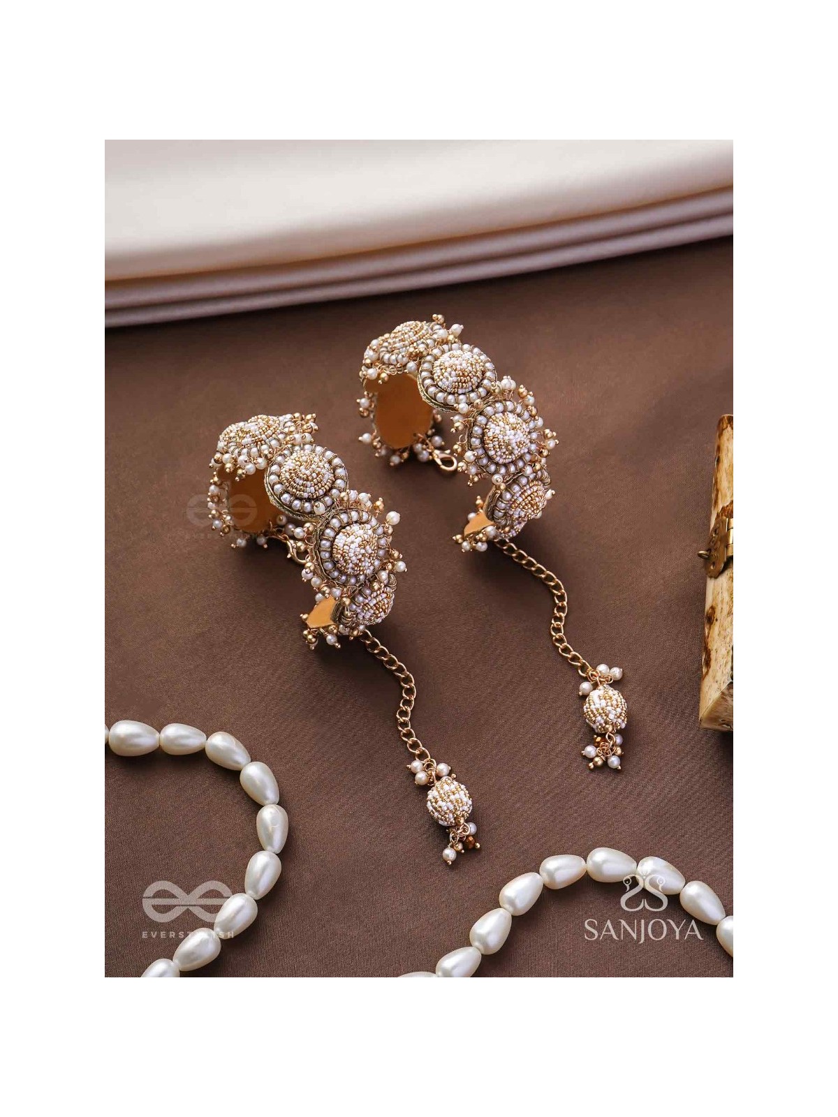 Tararaman - The Bejewelled Galaxies - Beaded Hand Embroidered Cuff Bracelets (Set Of 2)