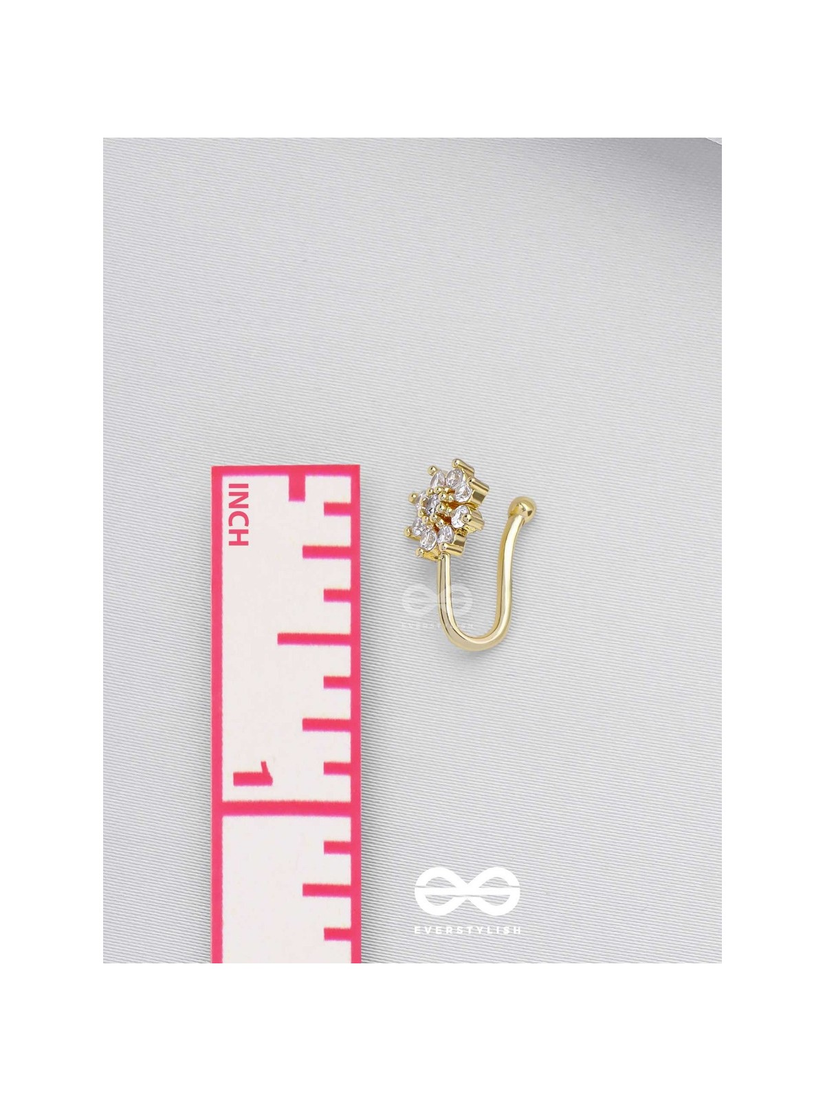The Gorgeous Bloom - Golden Cubic Zirconia  NoseRing (NON-PIERCING)