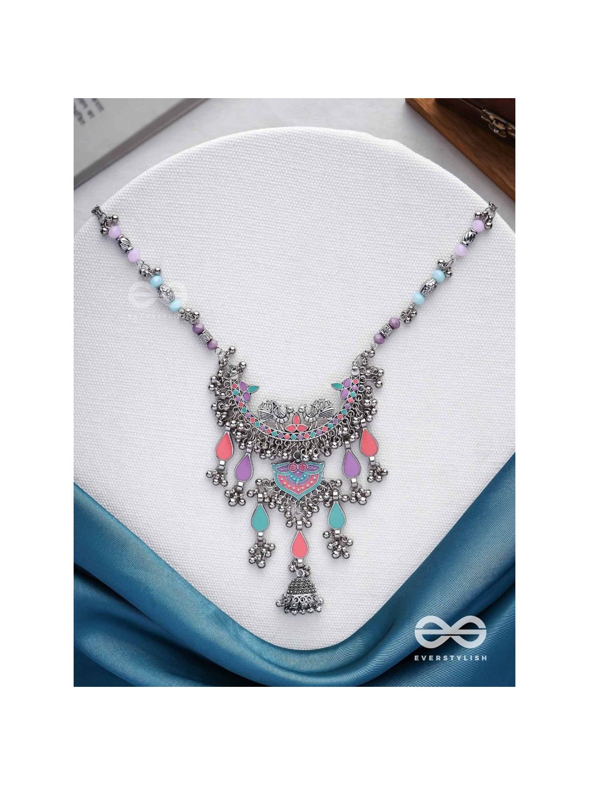 The Peacock Union - Enamelled Oxidised Neckpiece