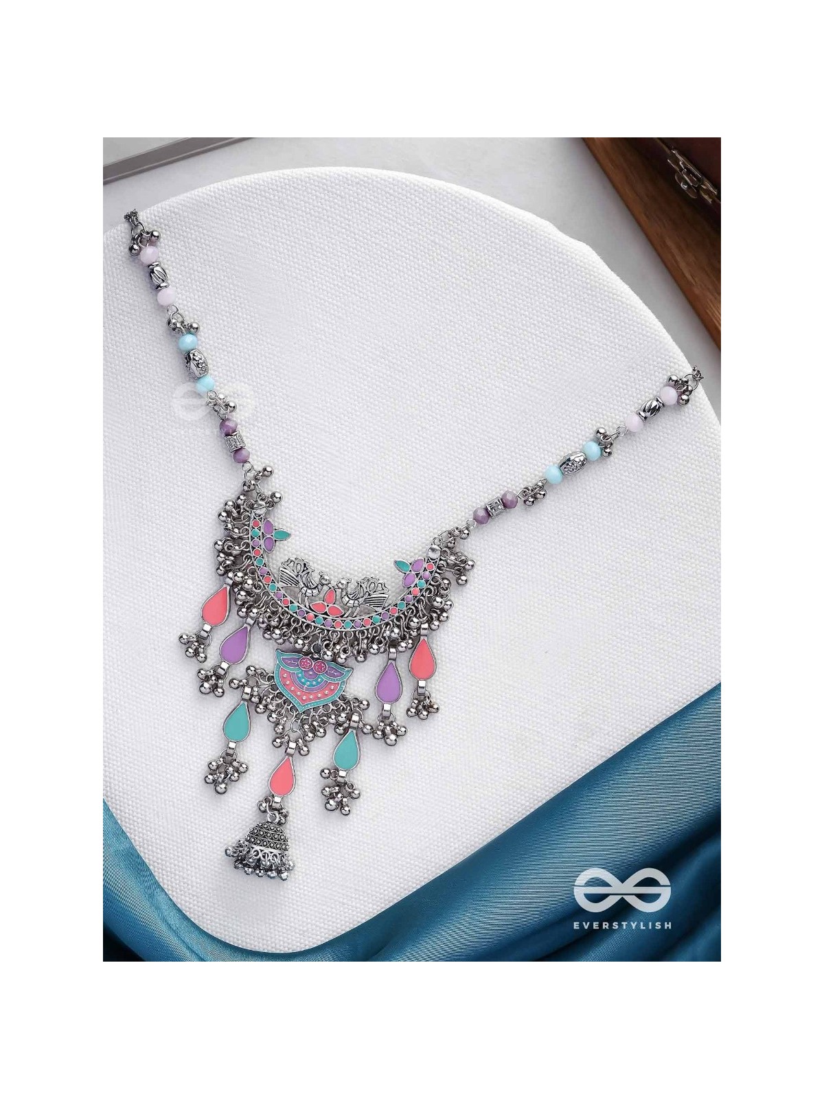 The Peacock Union - Enamelled Oxidised Neckpiece