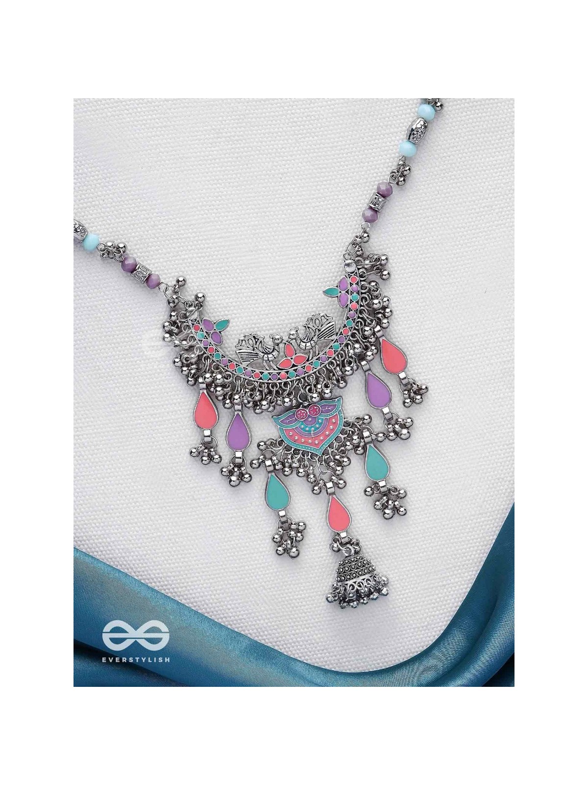 The Peacock Union - Enamelled Oxidised Neckpiece