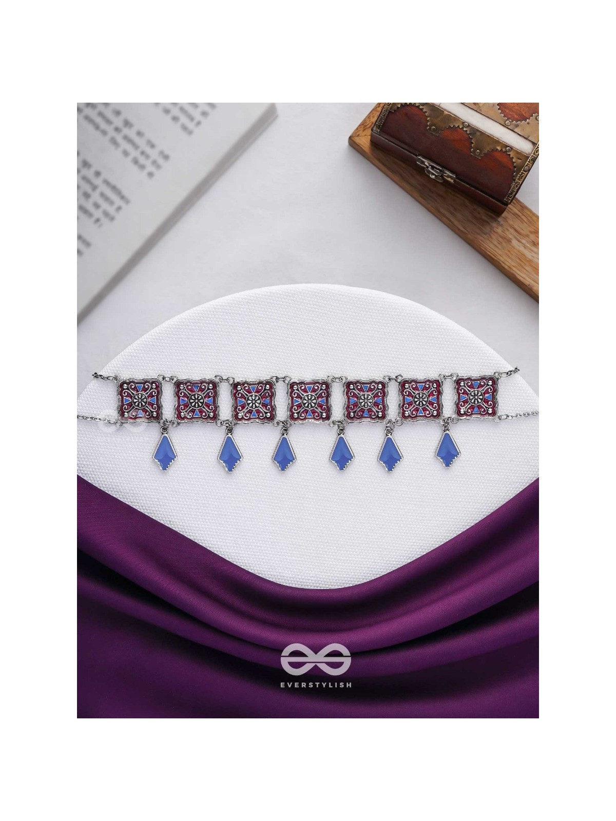 The Authentic Aura - Enamelled Oxidised Choker Neckpiece